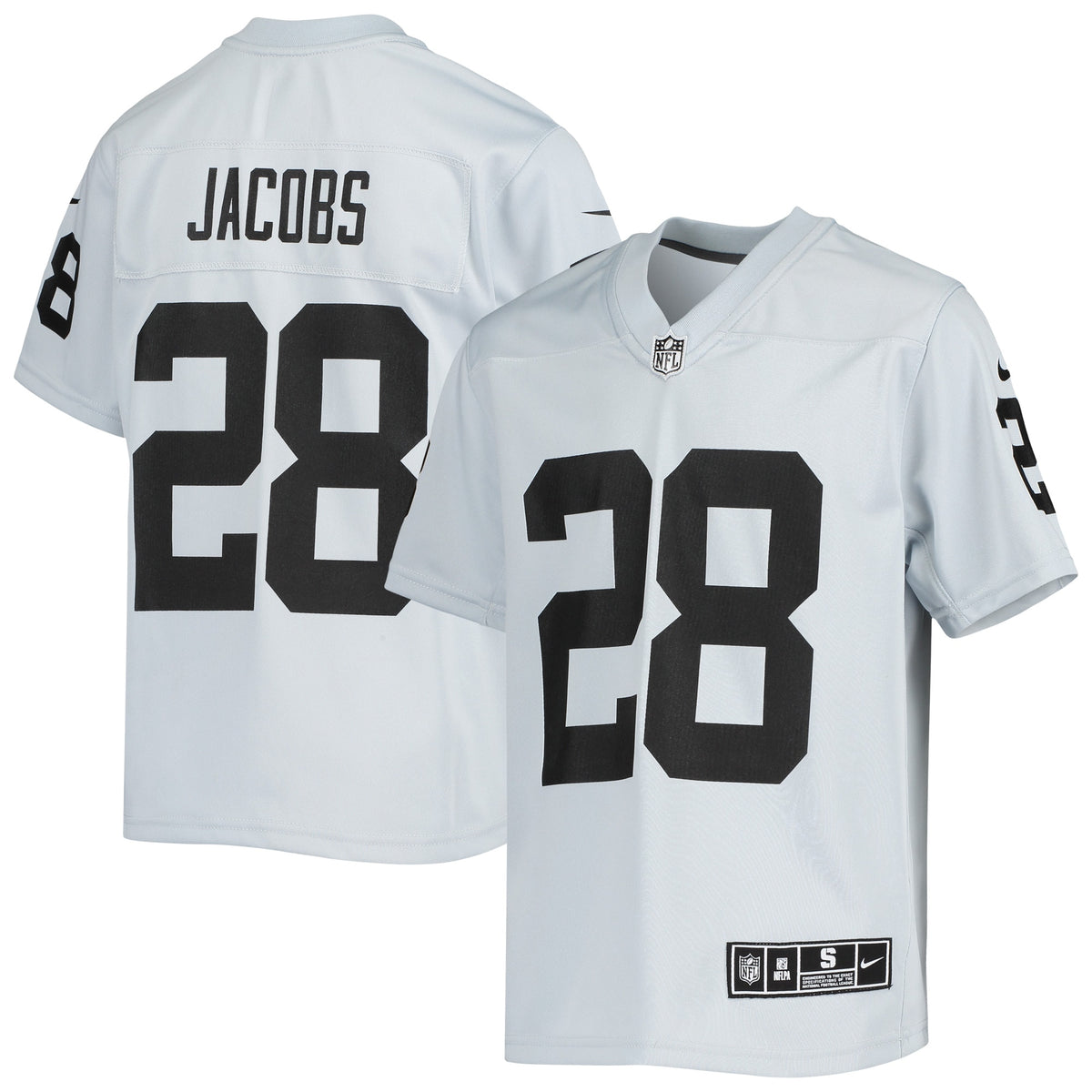 Josh Jacobs Las Vegas Raiders Nike Youth Inverted Team Game Jersey   Silver