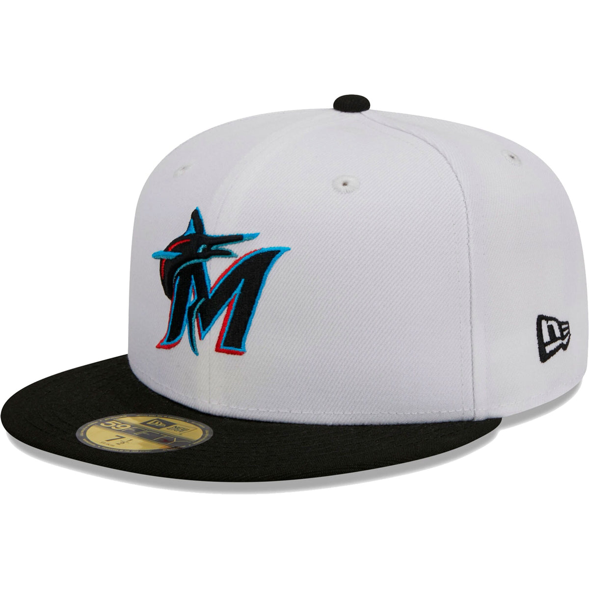 Miami Marlins New Era Optic 59FIFTY Fitted Hat - White/Black