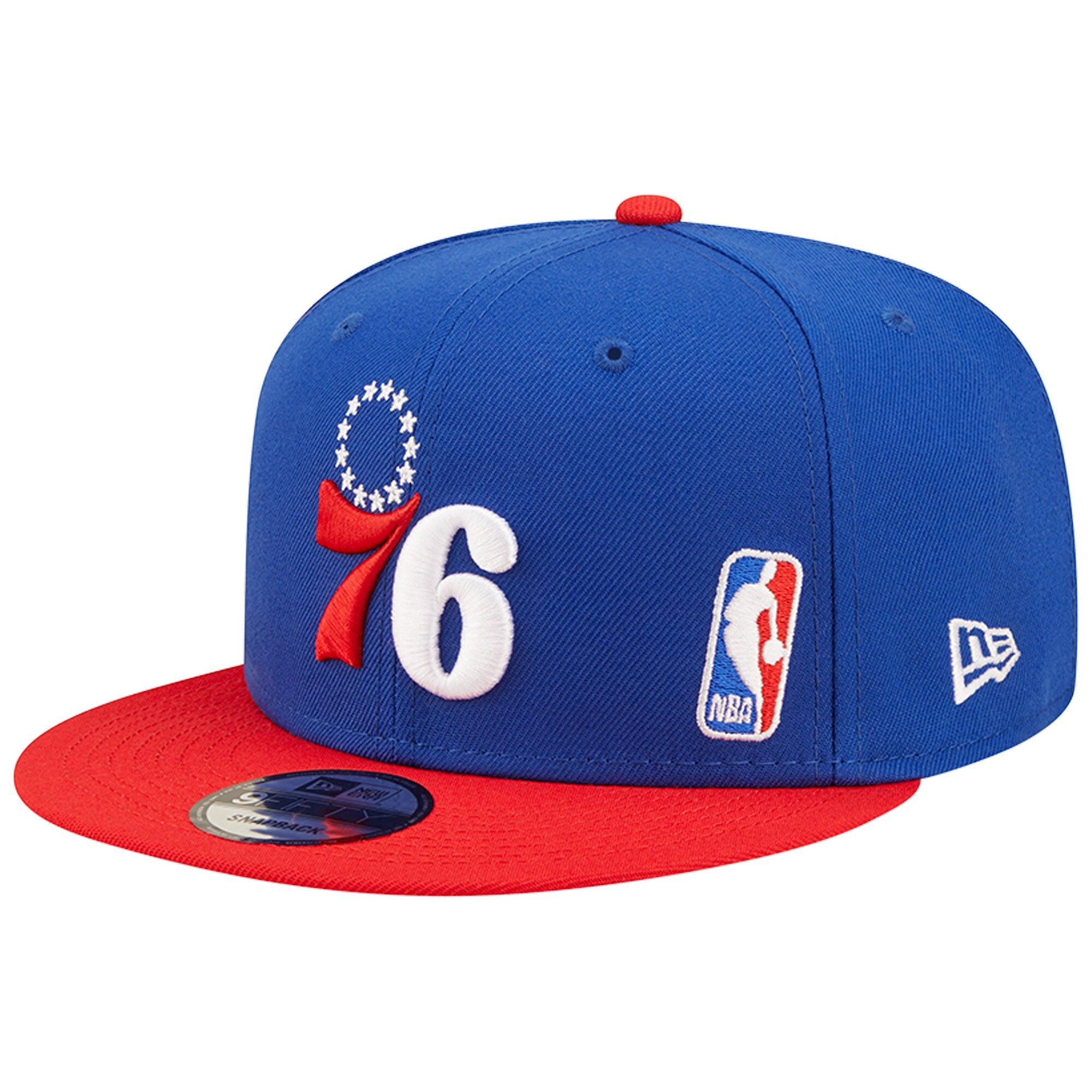 Philadelphia 76ers New Era Back Letter Arch 9FIFTY Snapback Hat - Royal/Red