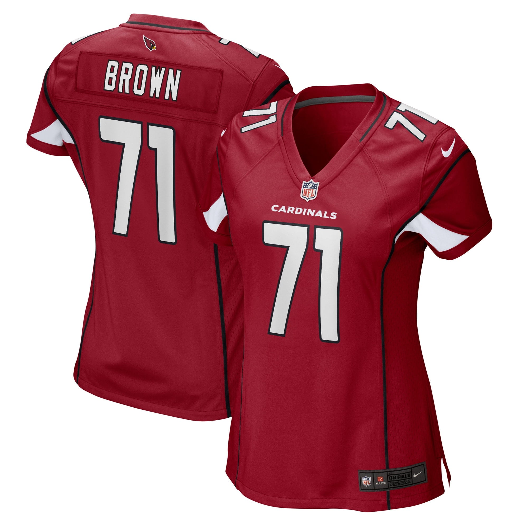 Women s Nike Andrew Brown Cardinal Arizona Cardinals Game Player Jersey