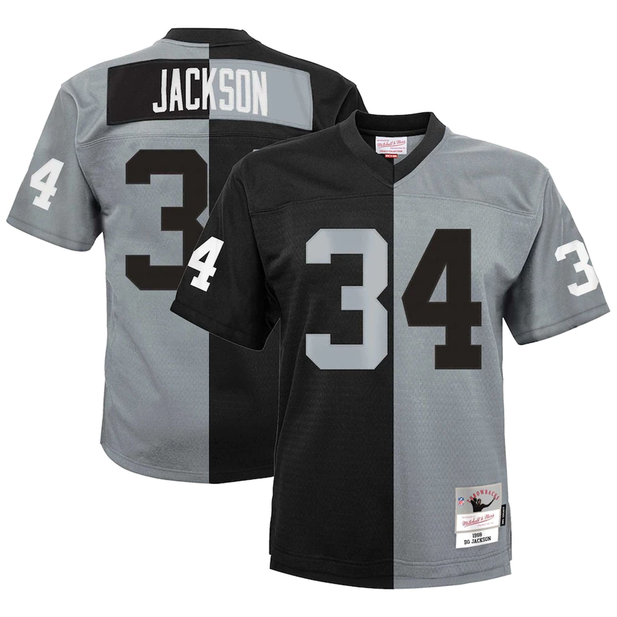 Bo Jackson Las Vegas Raiders Mitchell   Ness Youth Split Legacy Jersey   Black/Silver