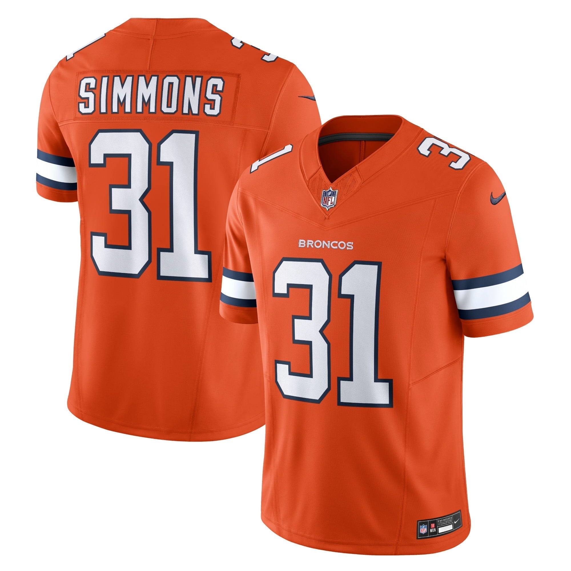Men s Nike Justin Simmons Orange Denver Broncos Vapor F.U.S.E. Limited Jersey