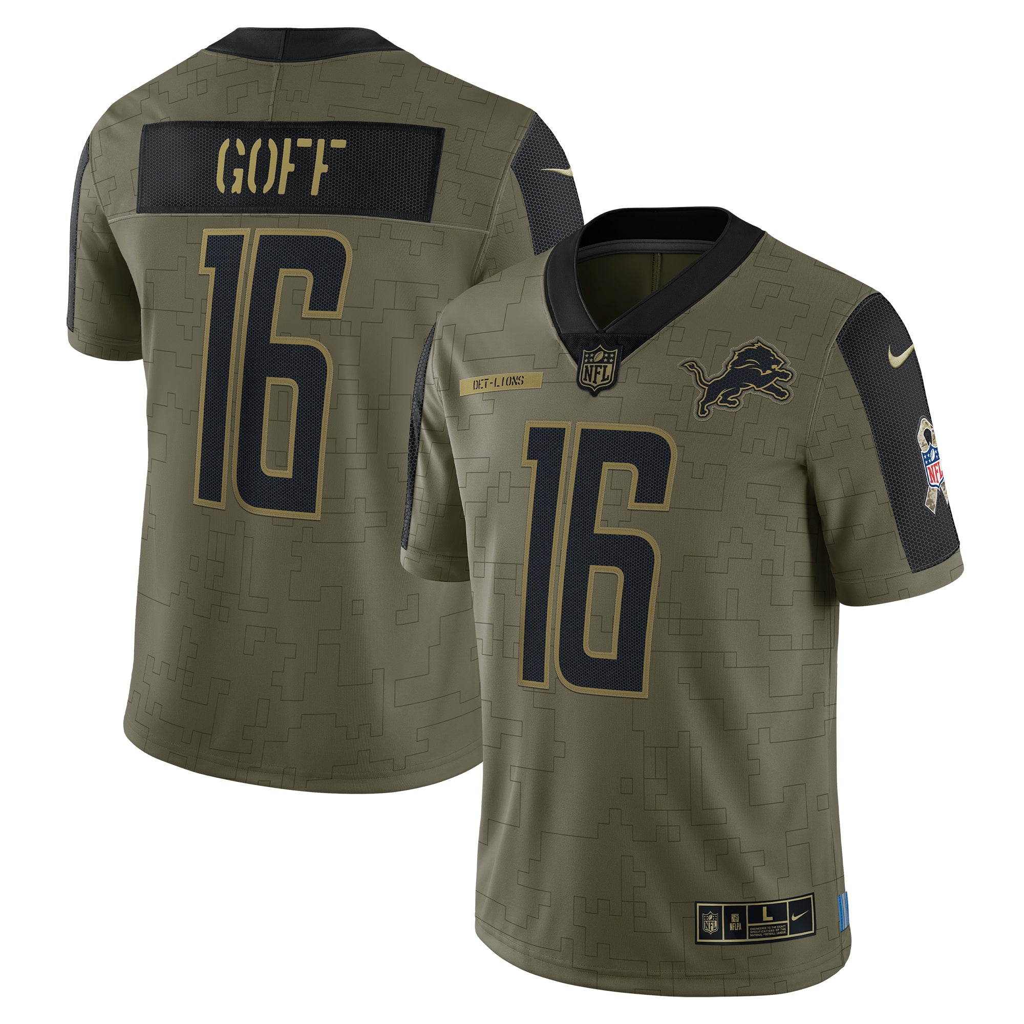 Jared Goff Detroit Lions Nike 2021 Salute To Service Limited Player Jersey   Olive