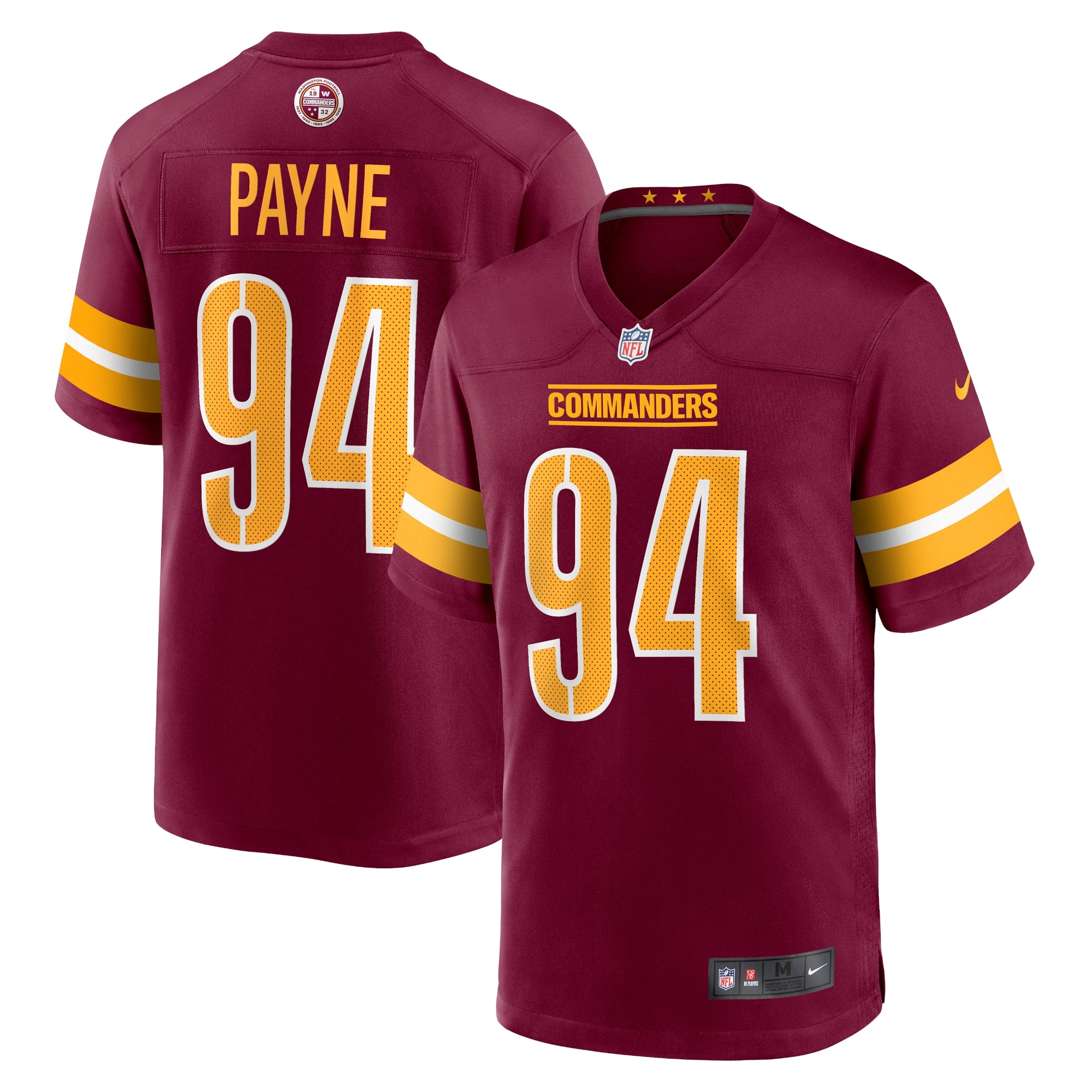 Da Ron Payne Washington Commanders Nike Game Jersey   Burgundy