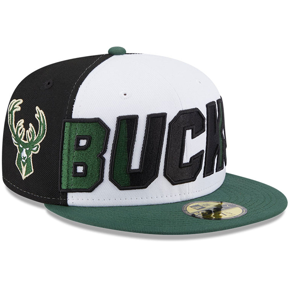 Milwaukee Bucks New Era Back Half 9FIFTY Fitted Hat - White/Hunter Green