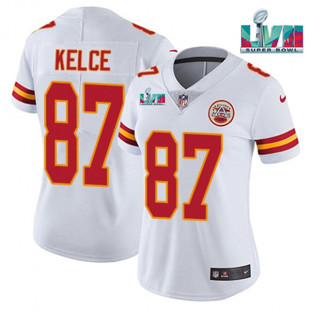 Women s Kansas City Chiefs Travis Kelce Super Bowl 57 Game Vapor Jersey White