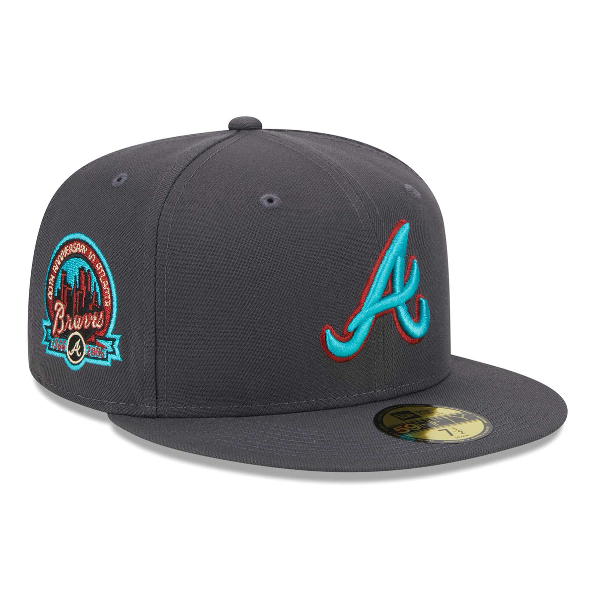Atlanta Braves New Era Print Undervisor 59FIFTY Fitted Hat - Graphite