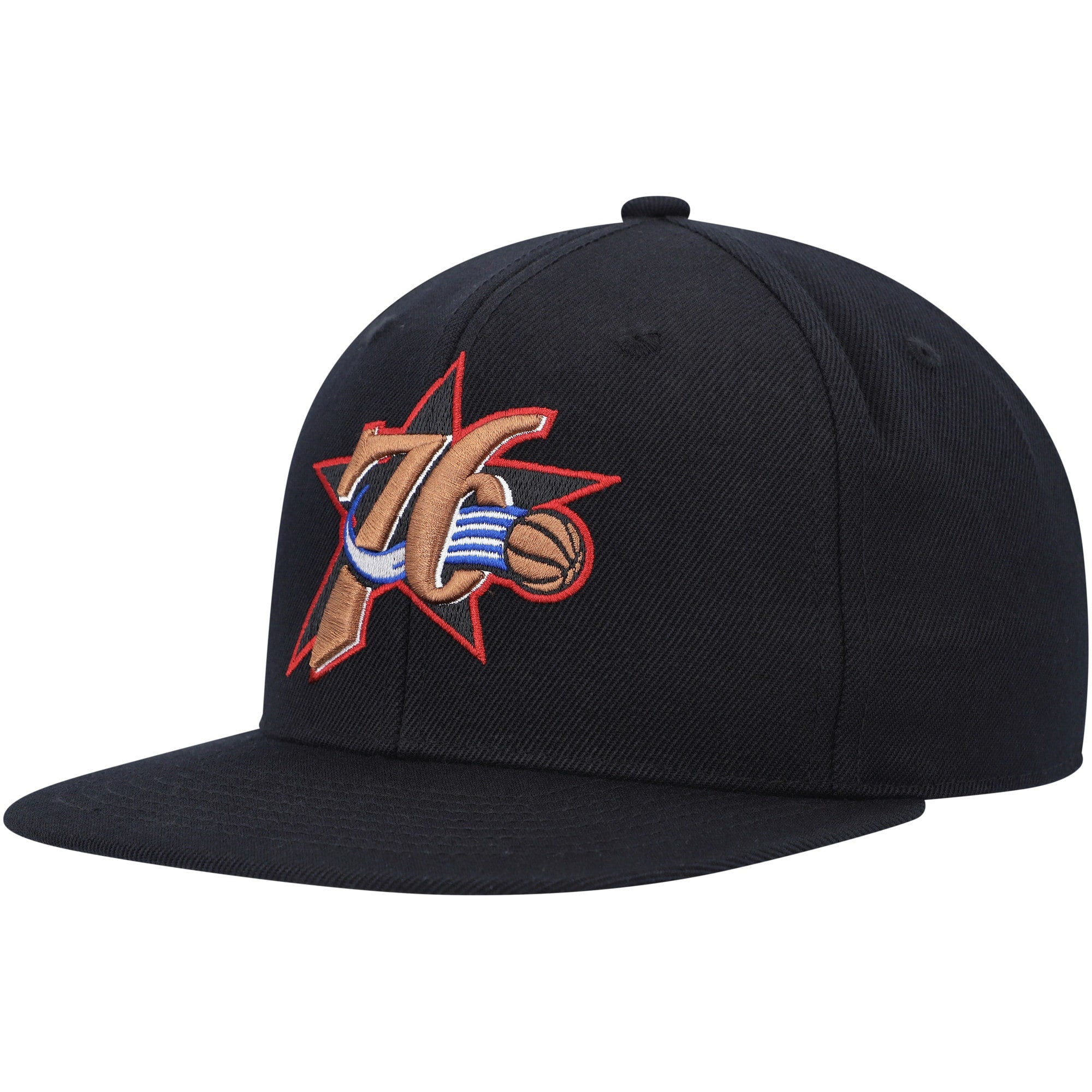 Philadelphia 76ers Mitchell & Ness Hardwood Classics MVP Team Ground 2.0 Fitted Hat - Black