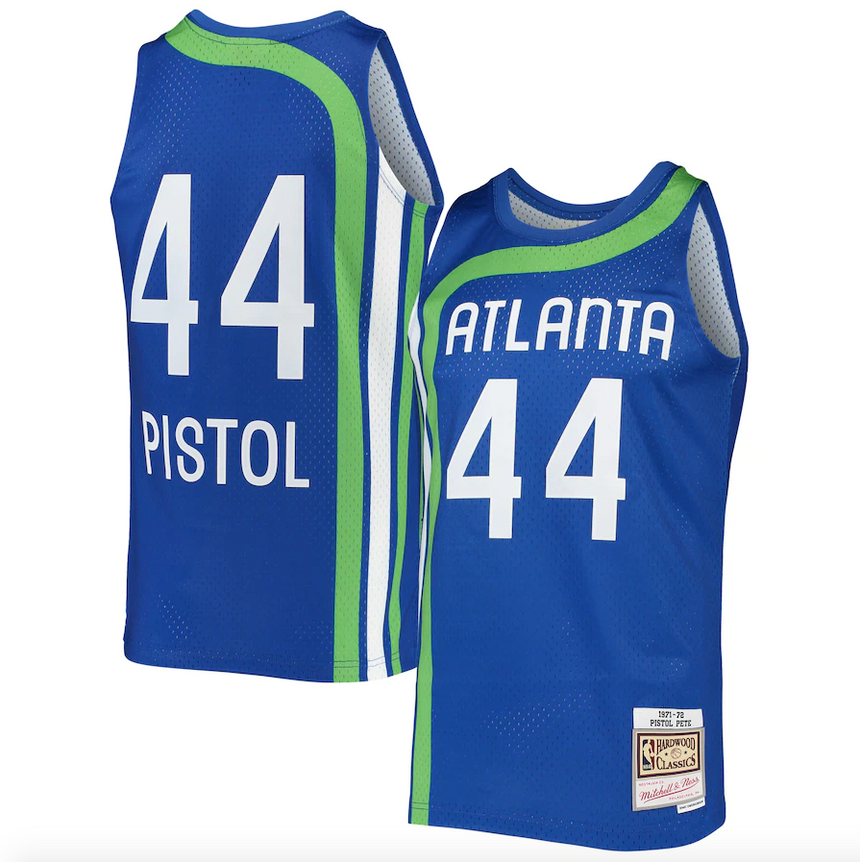 Men's Atlanta Hawks, NBA Jerseys Pete Maravich Mitchell & Ness Blue 1971-72 Hardwood Classics Swingman Jersey