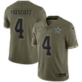 Men s Nike Dak Prescott Olive Dallas Cowboys 2022 Salute To Service Limited Jersey
