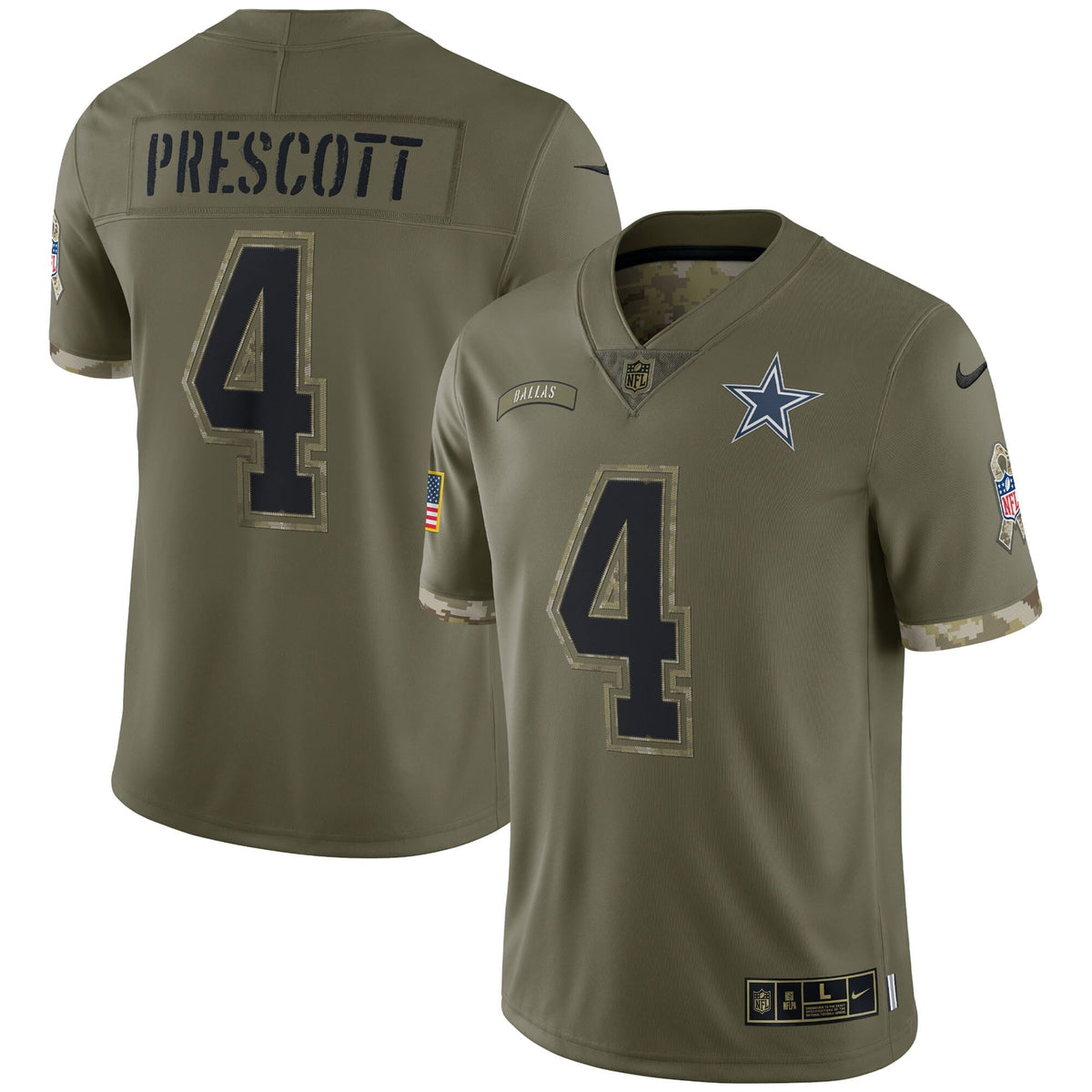 Men s Nike Dak Prescott Olive Dallas Cowboys 2022 Salute To Service Limited Jersey