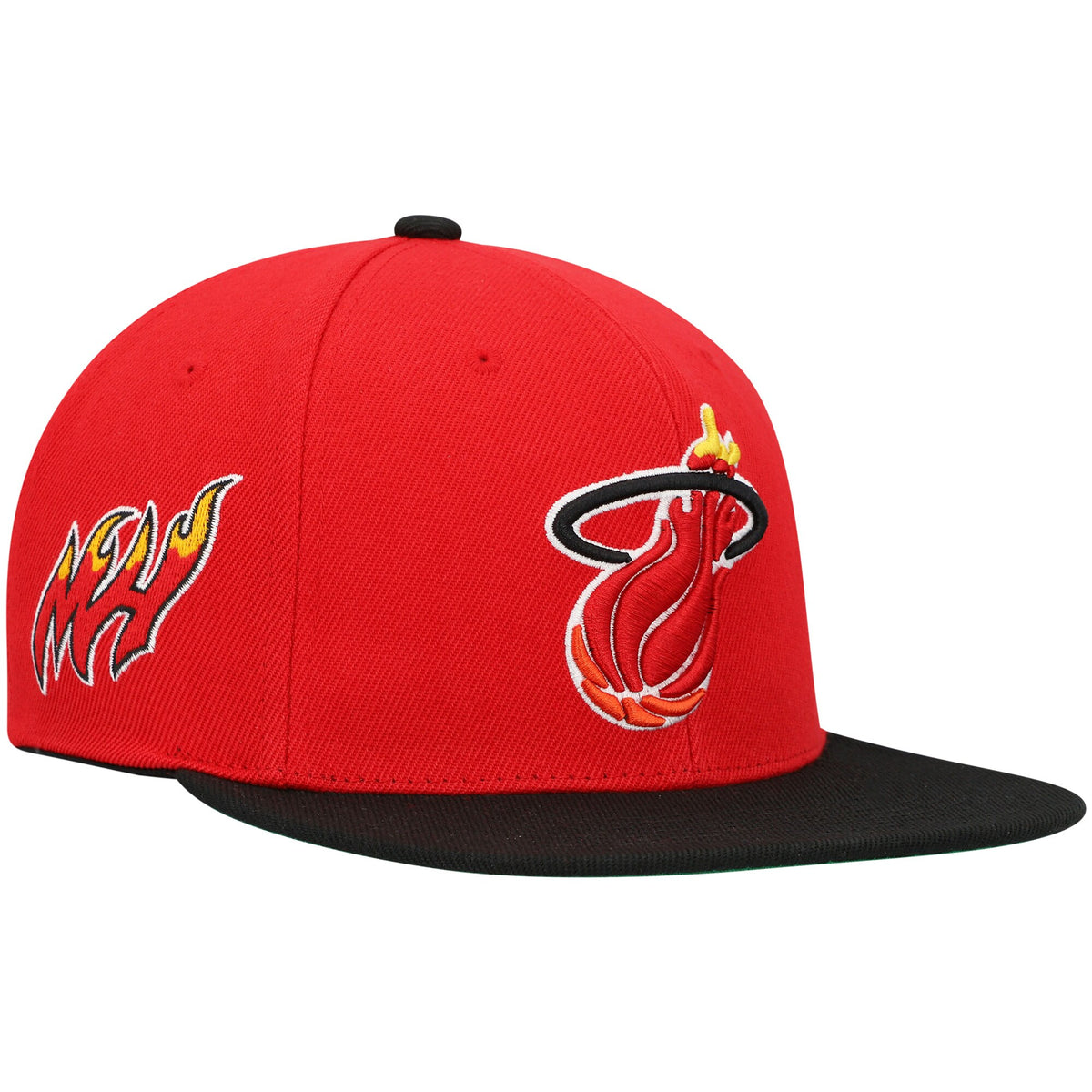 Miami Heat Mitchell & Ness Hardwood Classics Snapback Hat - Red/Black