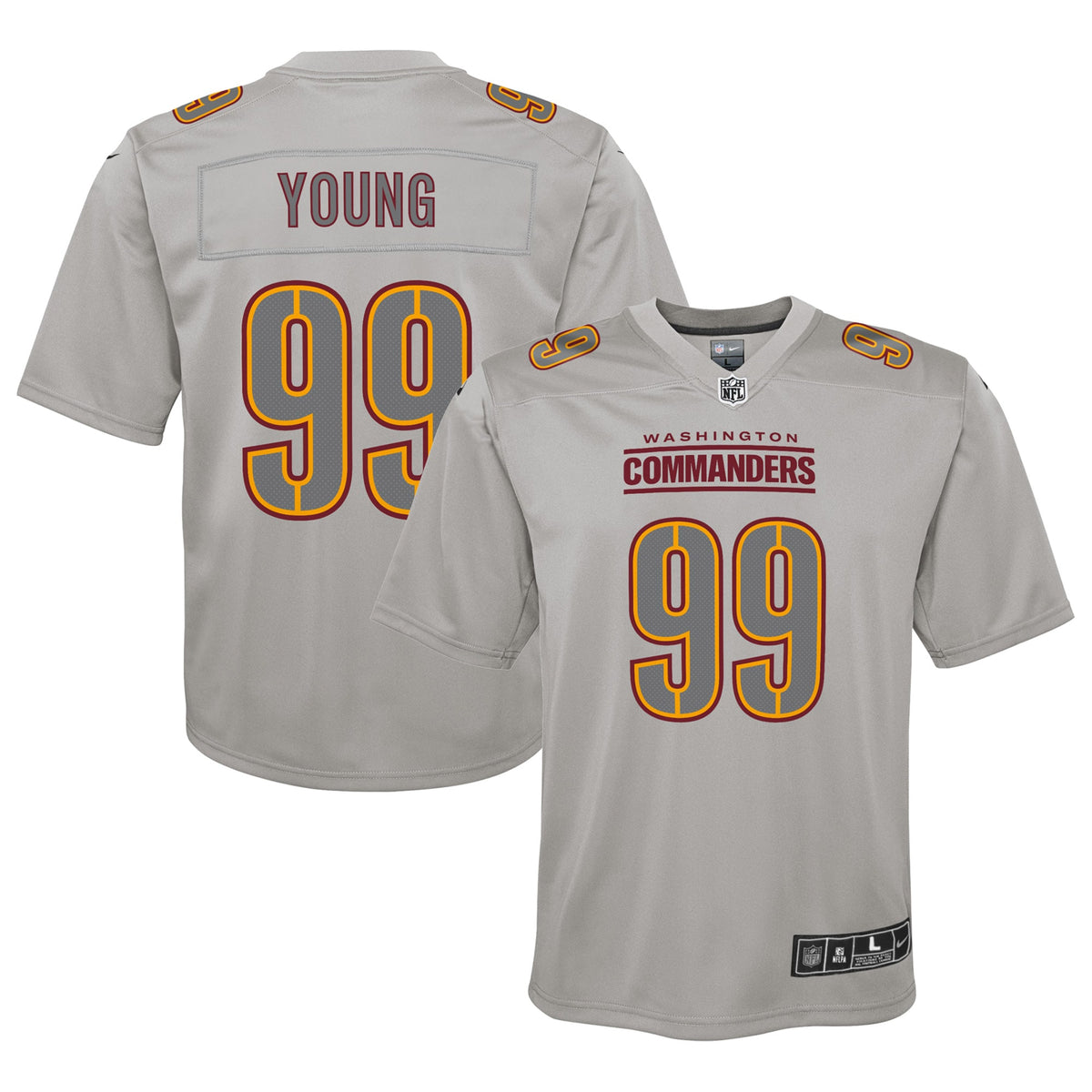 Chase Young Washington Commanders Nike Youth Atmosphere Fashion Game Jersey   Gray