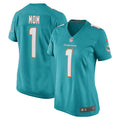Women s Nike Number 1 Mom Aqua Miami Dolphins Game Jersey