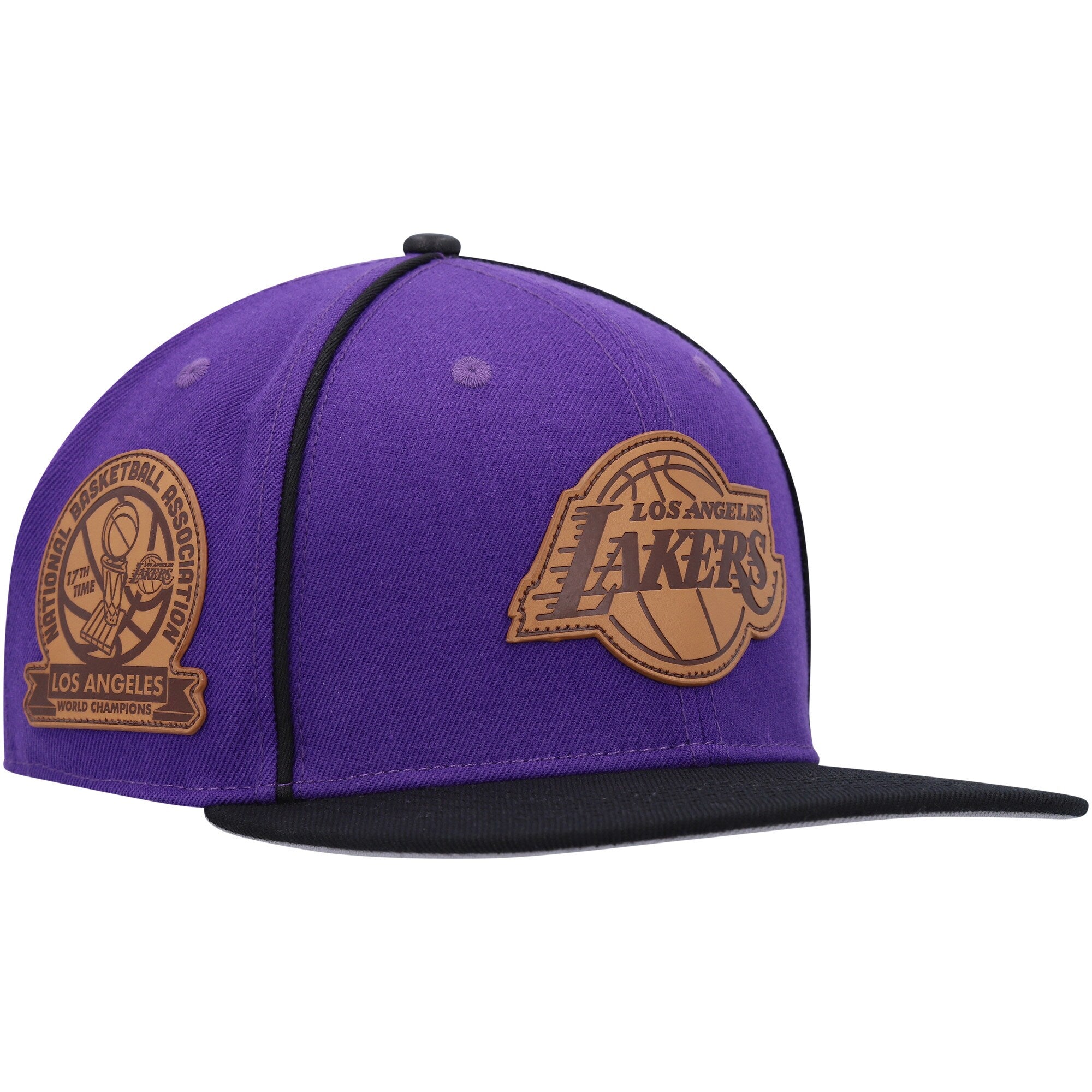 Los Angeles Lakers Pro Standard Heritage Leather Patch Snapback Hat - Purple/Black