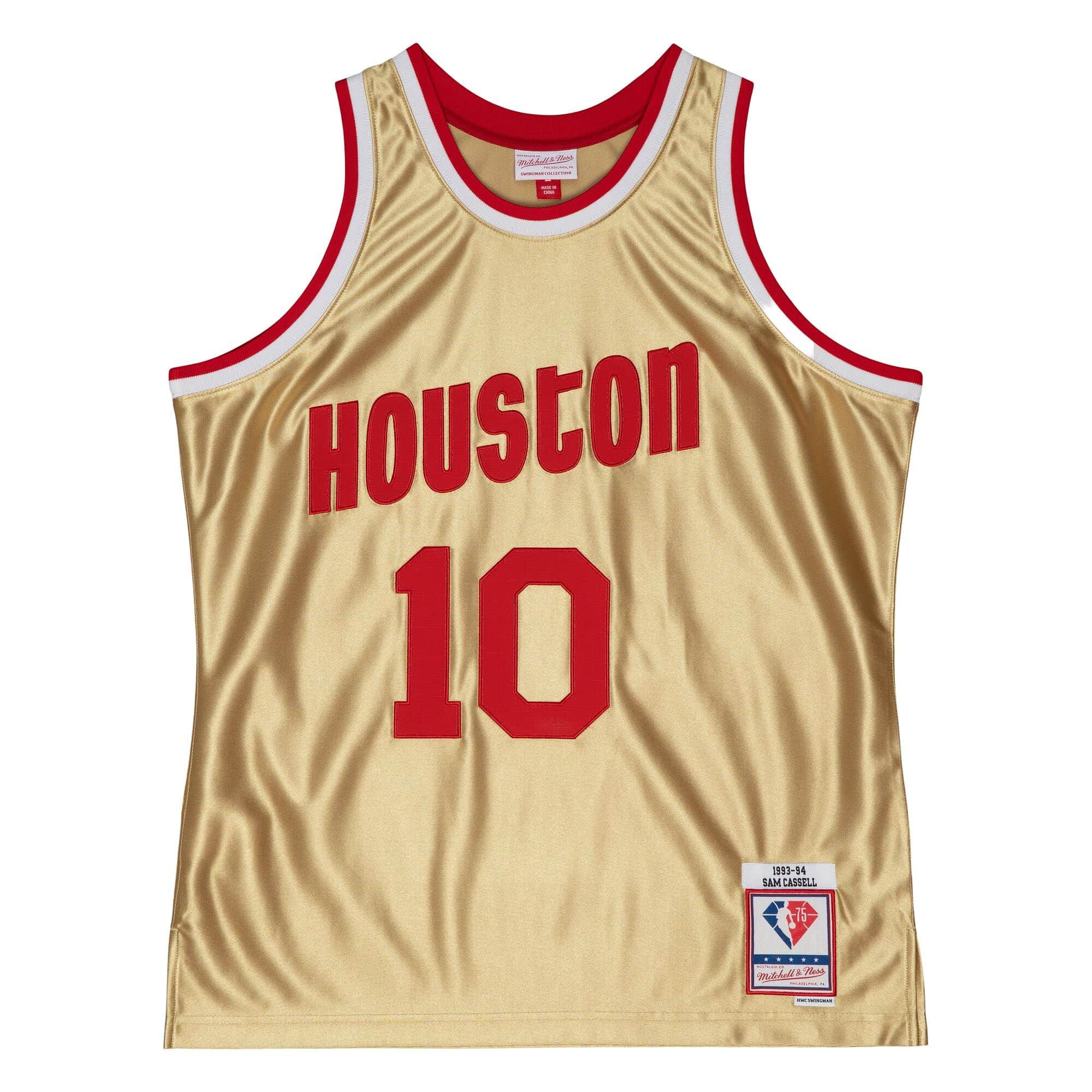 75th Anniversary Gold Swingman Sam Cassell Houston Rockets 1993-94 Jersey