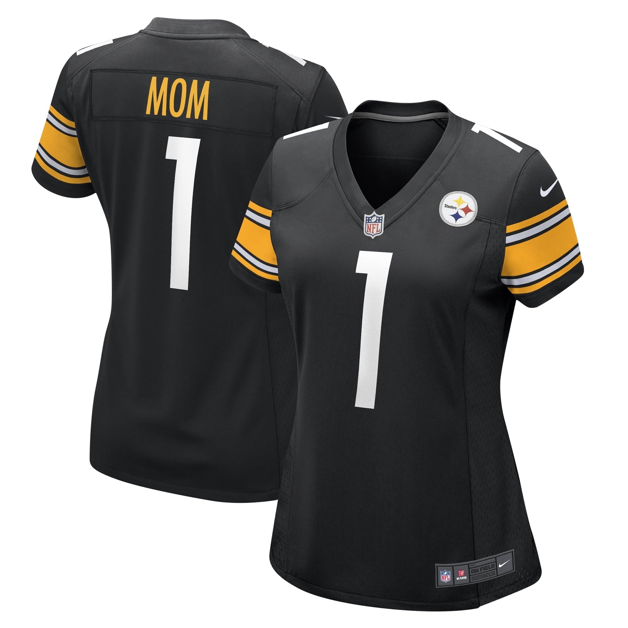 Women s Nike Number 1 Mom Black Pittsburgh Steelers Game Jersey
