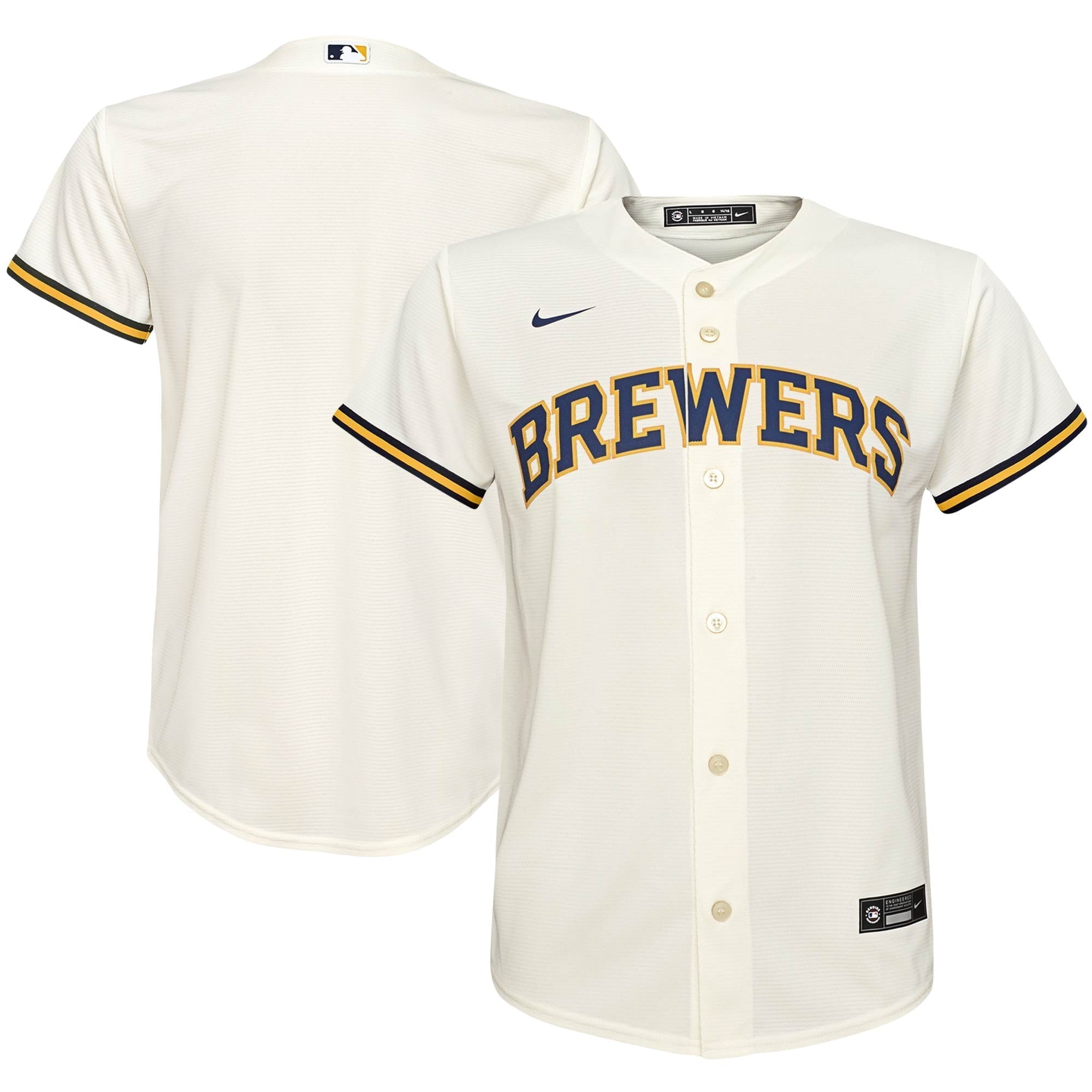 Youth Nike Cream Milwaukee Brewers Home Replica Team Jersey