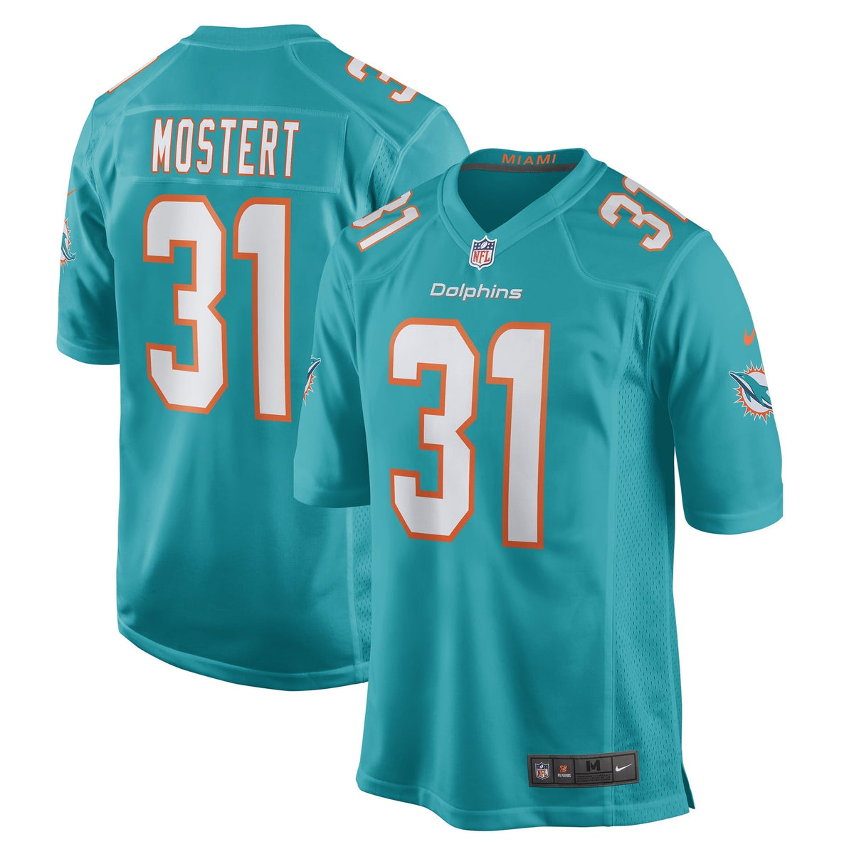 Men s Nike Raheem Mostert Aqua Miami Dolphins Game Jersey