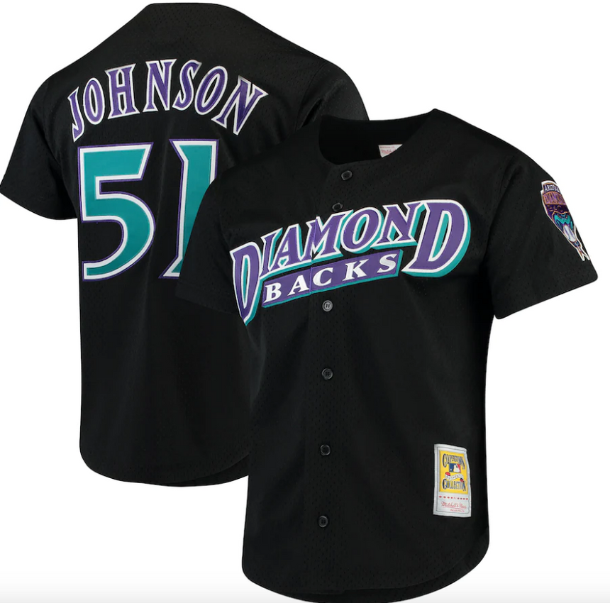 Men's Arizona Diamondbacks Randy Johnson Mitchell & Ness Black Cooperstown Collection Batting Practice Jersey