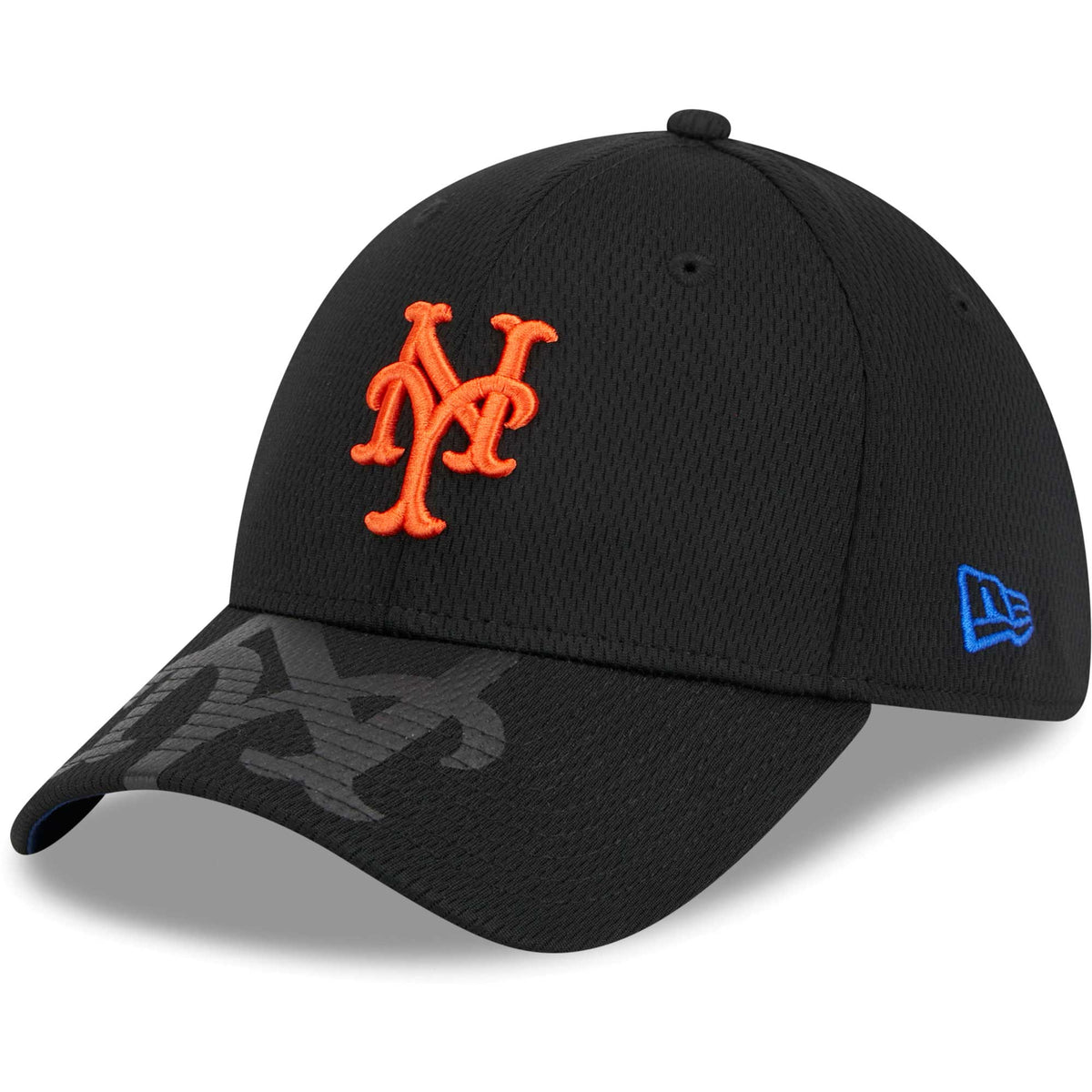 New York Mets New Era Top Visor 39THIRTY Flex Hat - Black