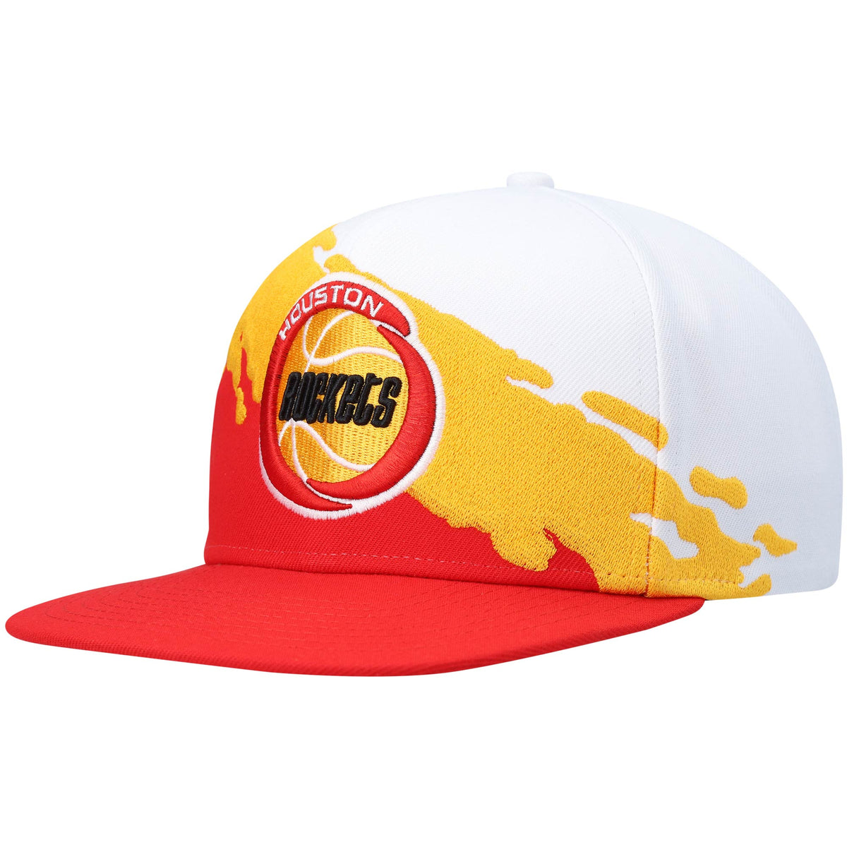 Houston Rockets Mitchell & Ness Hardwood Classics Paintbrush Snapback Hat - White/Red