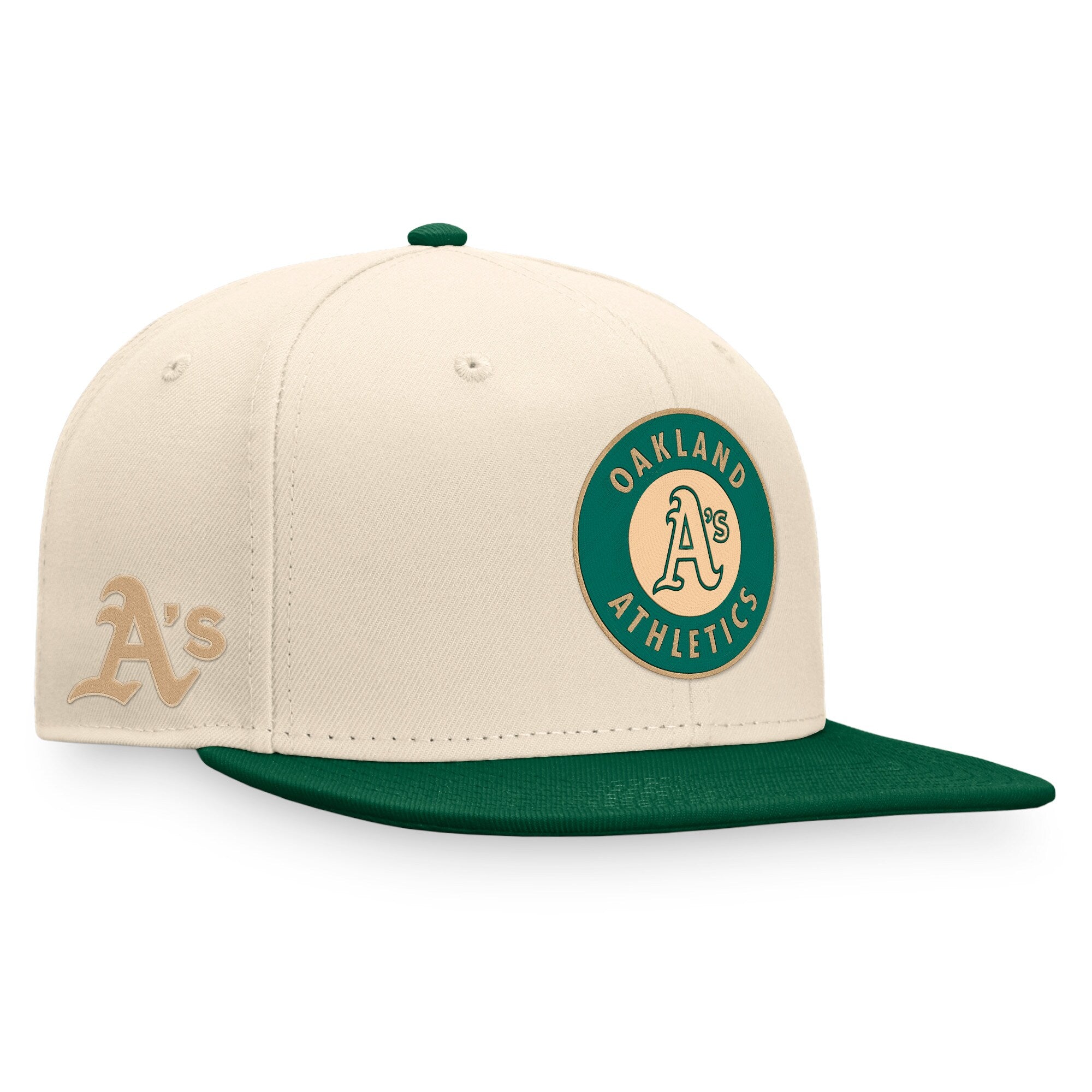 Oakland Athletics Fanatics Branded Fitted Hat - Natural/Green