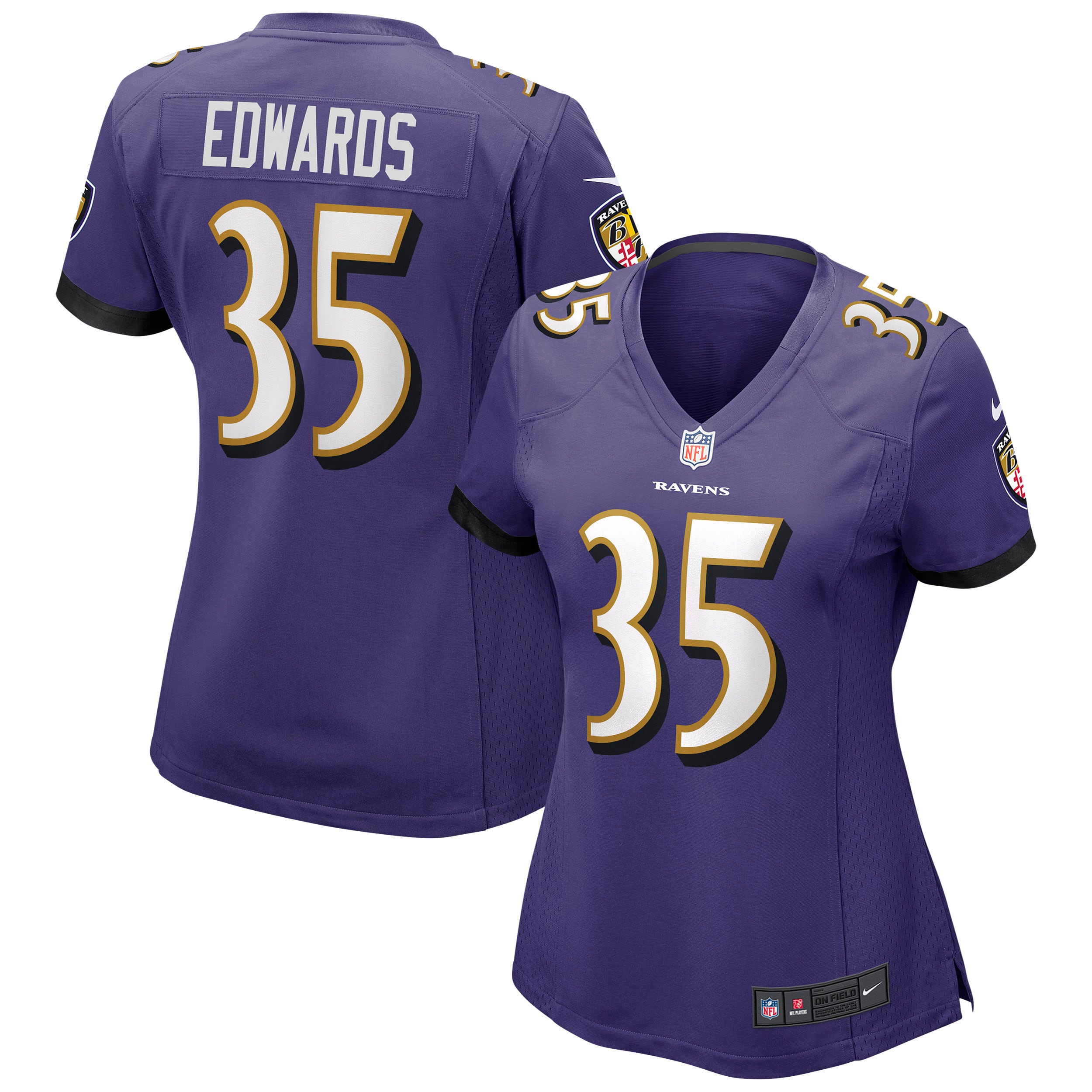 Women s Nike Gus Edwards Purple Baltimore Ravens Game Jersey