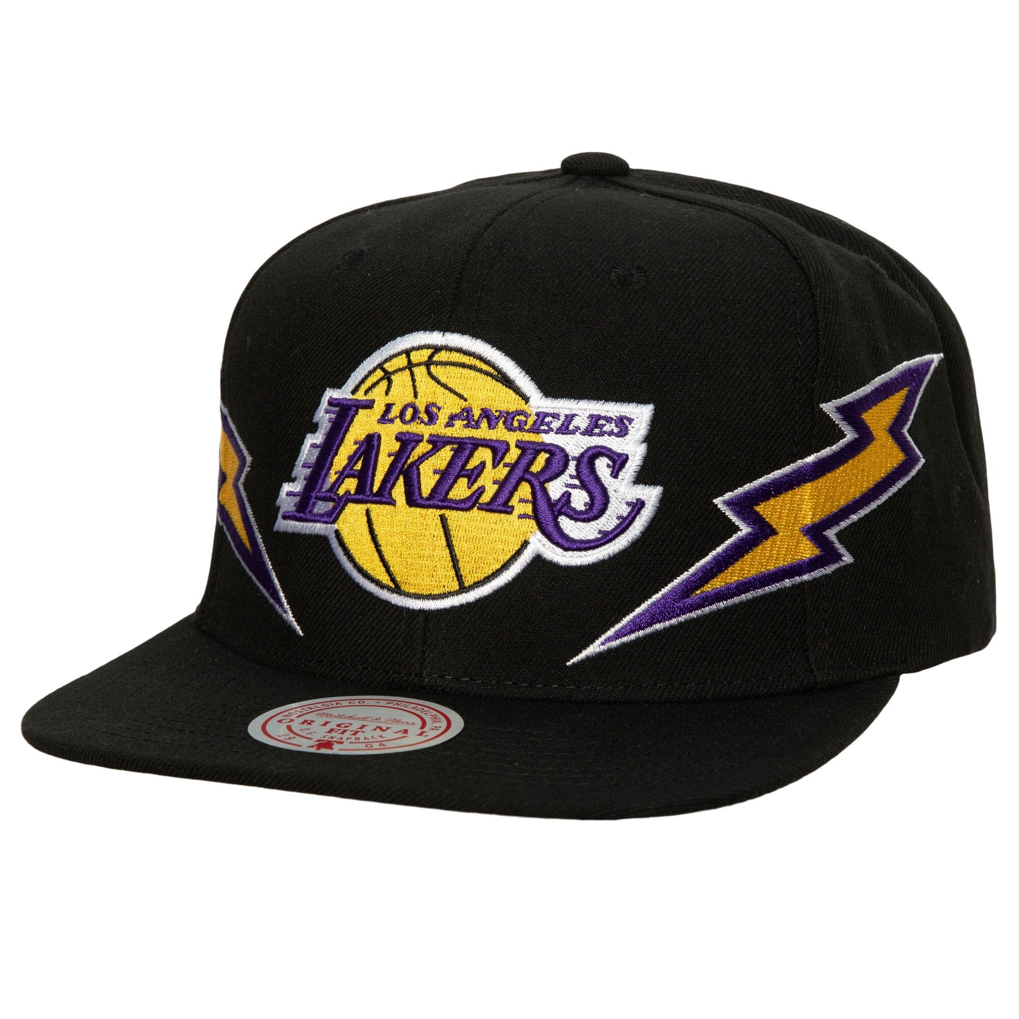 Los Angeles Lakers Mitchell & Ness Hardwood Classics Soul Double Trouble Lightning Snapback Hat - Black