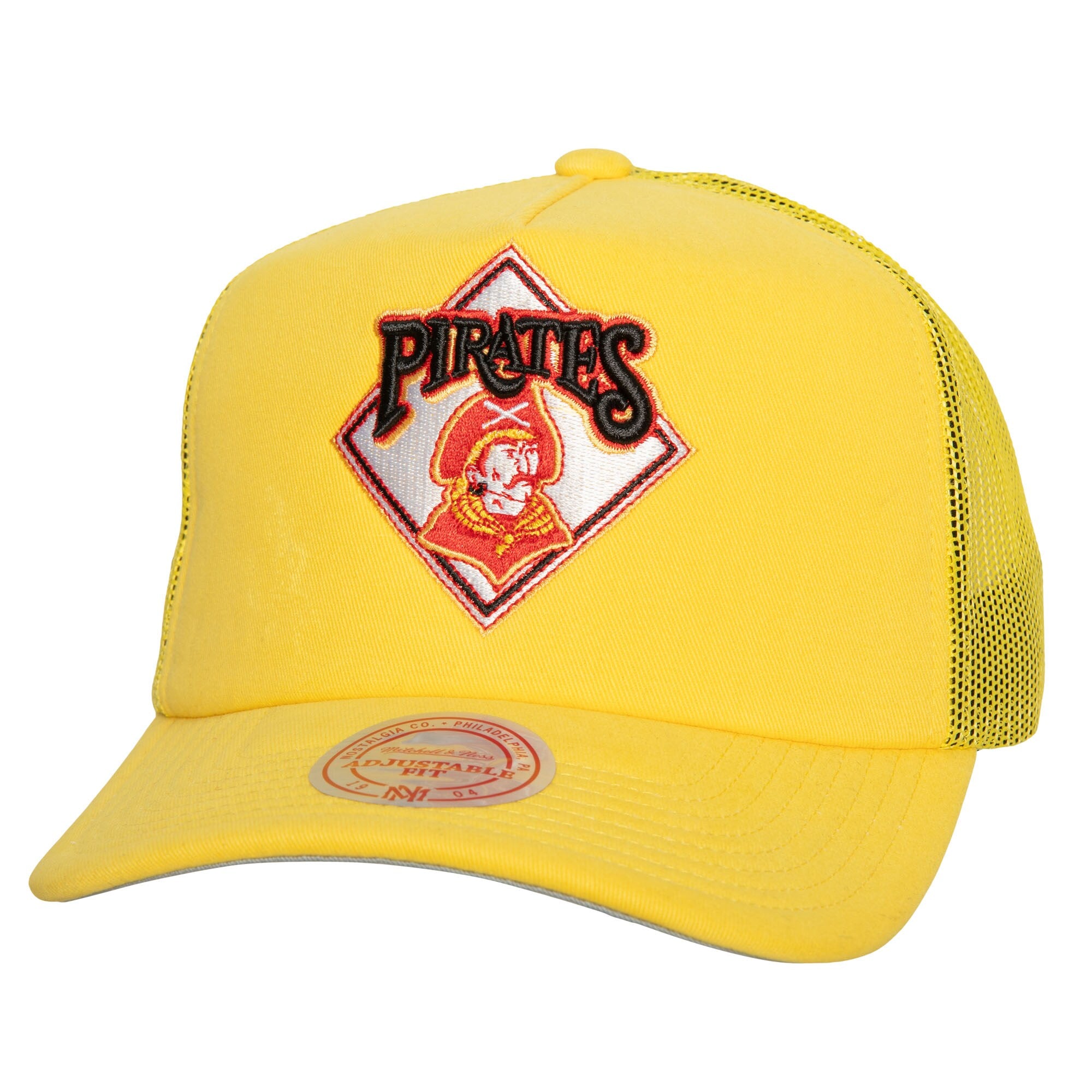 Pittsburgh Pirates Mitchell & Ness Curveball Trucker Snapback Hat - Gold