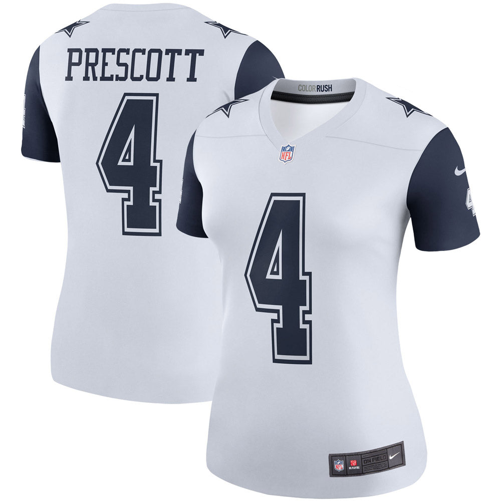 Women s Dallas Cowboys Dak Prescott Color Rush Legend Player Jersey White