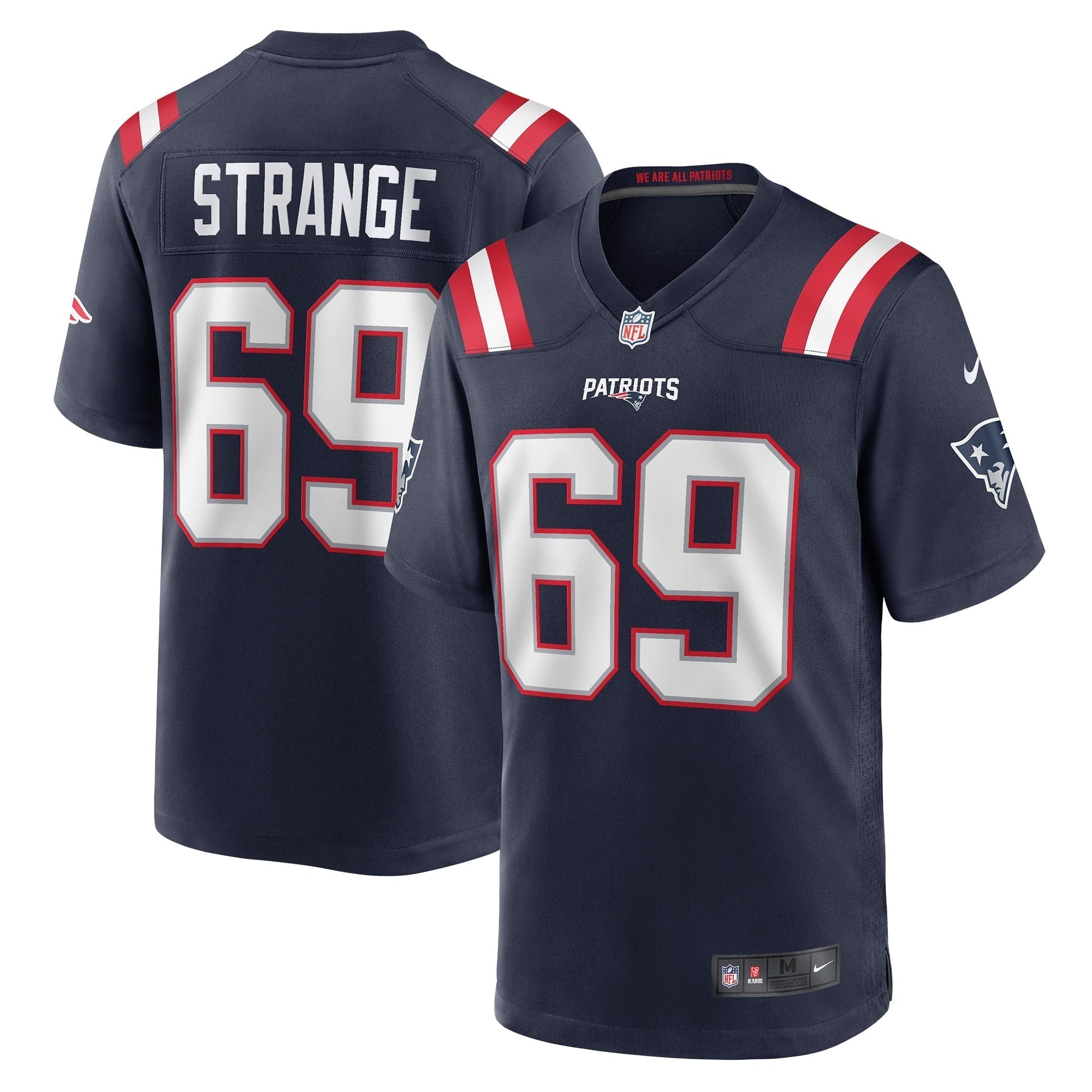 Men s Nike Cole Strange Navy New England Patriots Player Game Jersey