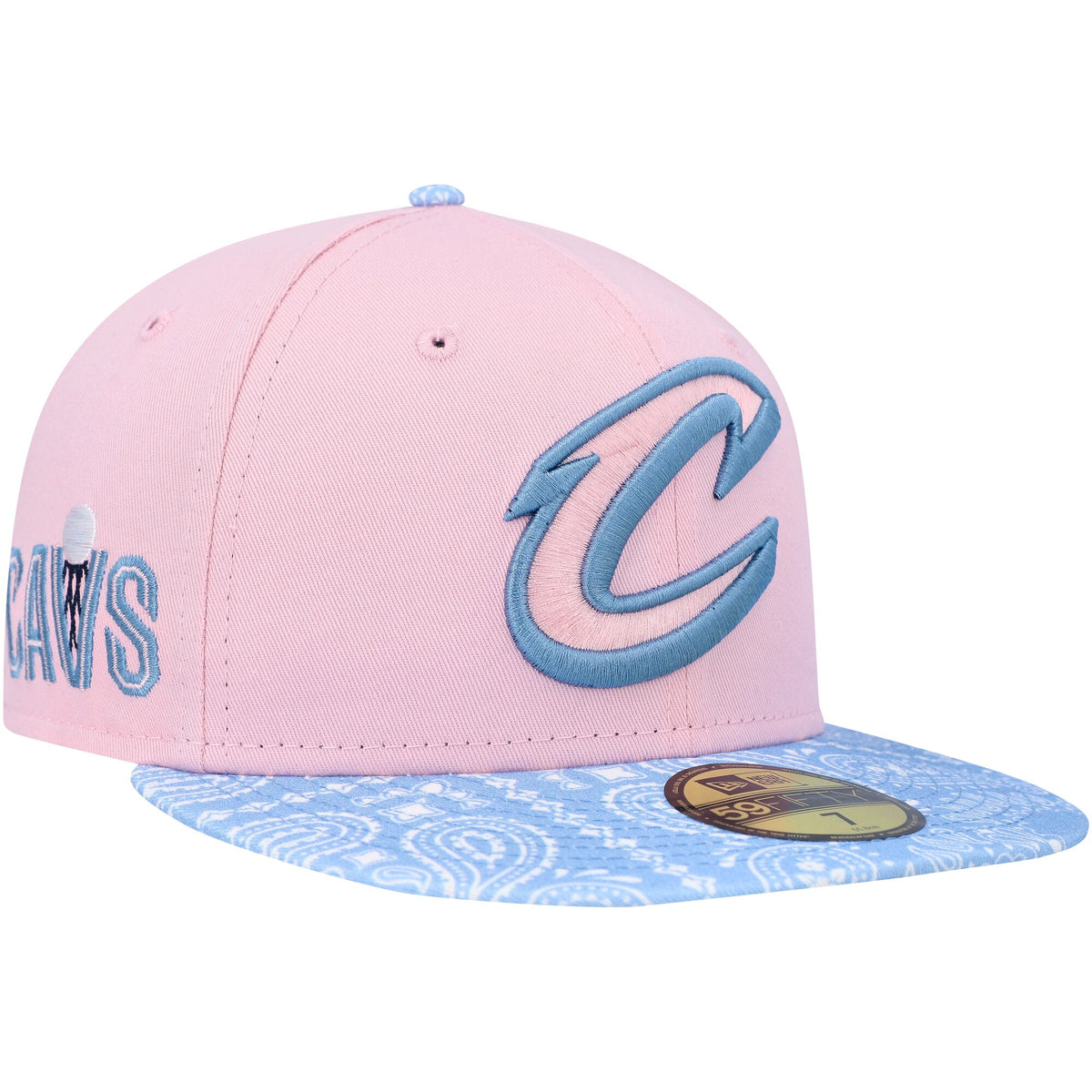 Cleveland Cavaliers New Era Paisley Visor 59FIFTY Fitted Hat - Pink/Light Blue