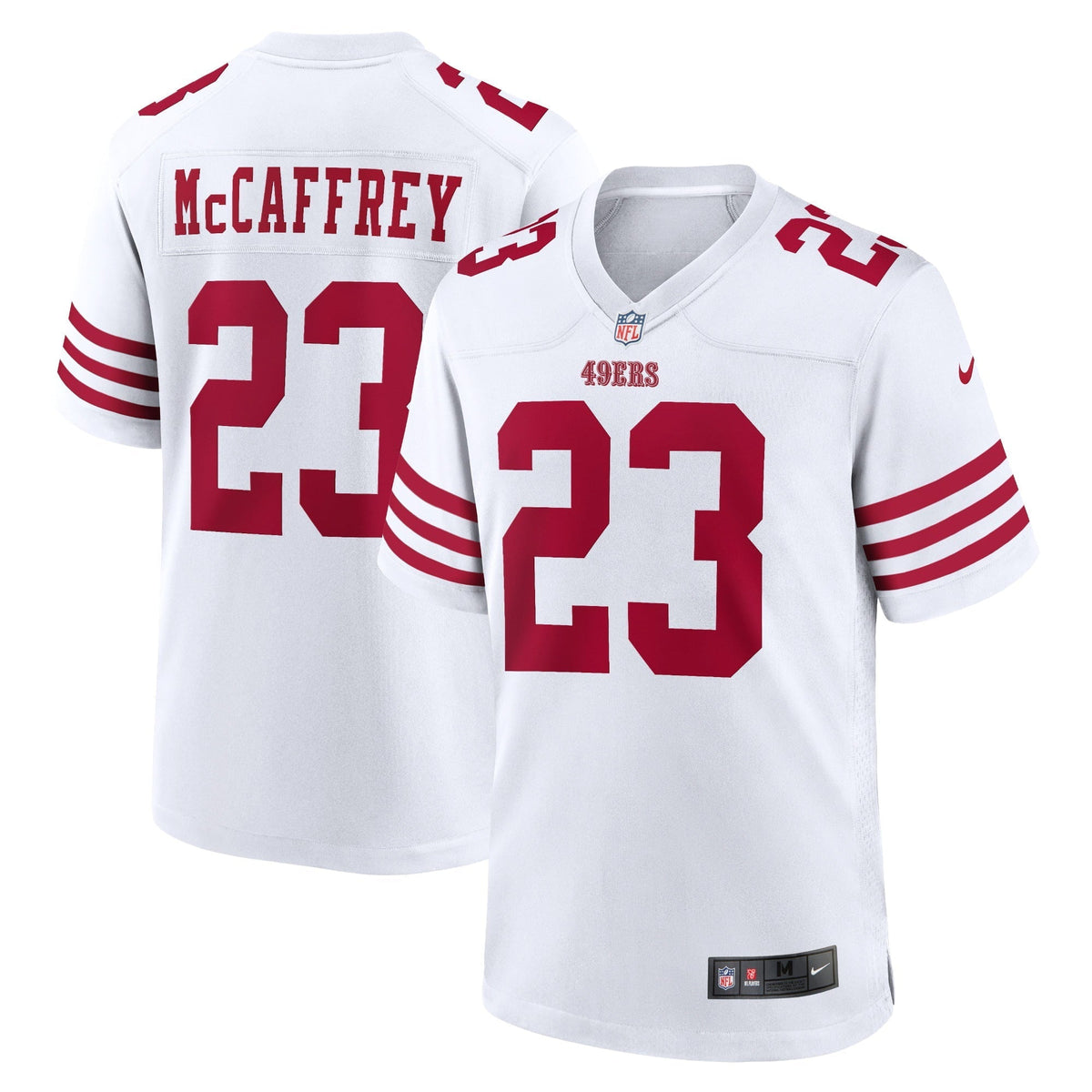 Men s Nike Christian McCaffrey White San Francisco 49ers Game Player Jersey