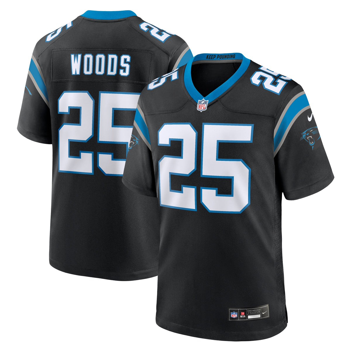 Xavier Woods Carolina Panthers Nike Team Game Jersey   Black