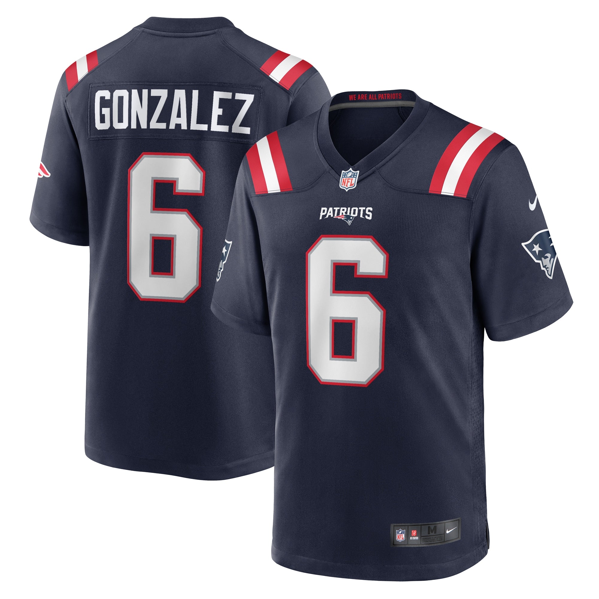 Christian Gonzalez New England Patriots Nike Team Game Jersey    Navy
