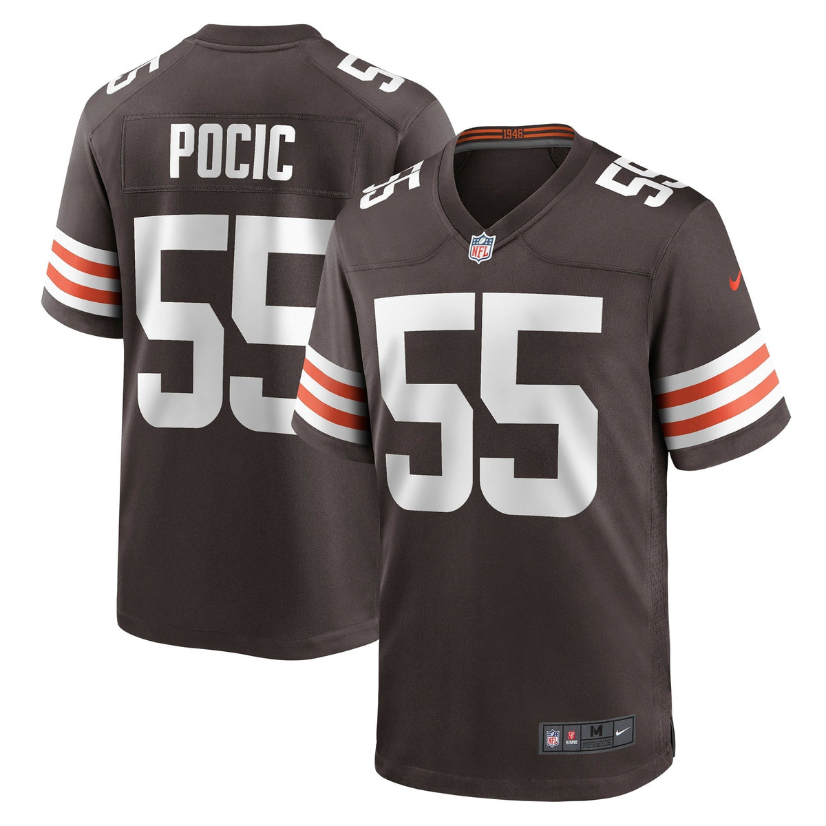 Men s Nike Ethan Pocic Brown Cleveland Browns Game Jersey