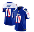 Men s New England Patriots Mac Jones Blue White 2023 F.U.S.E. Vapor Limited Stitched Jersey
