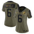 Women s Nike Baker Mayfield Olive Cleveland Browns 2021 Salute To Service Limited Player Jersey
