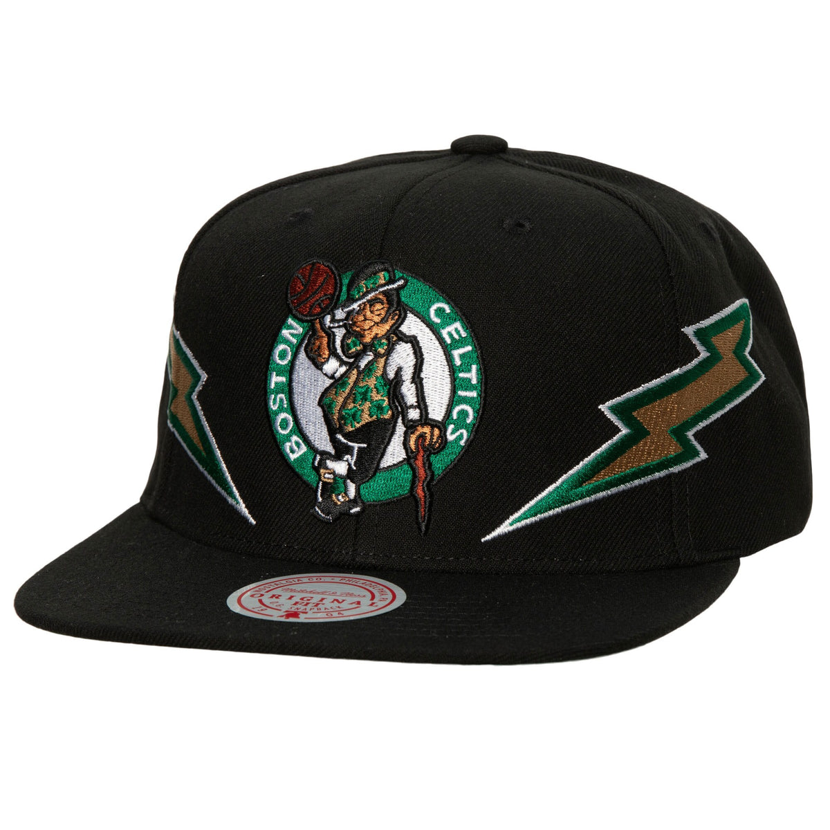 Boston Celtics Mitchell & Ness Hardwood Classics Soul Double Trouble Lightning Snapback Hat - Black