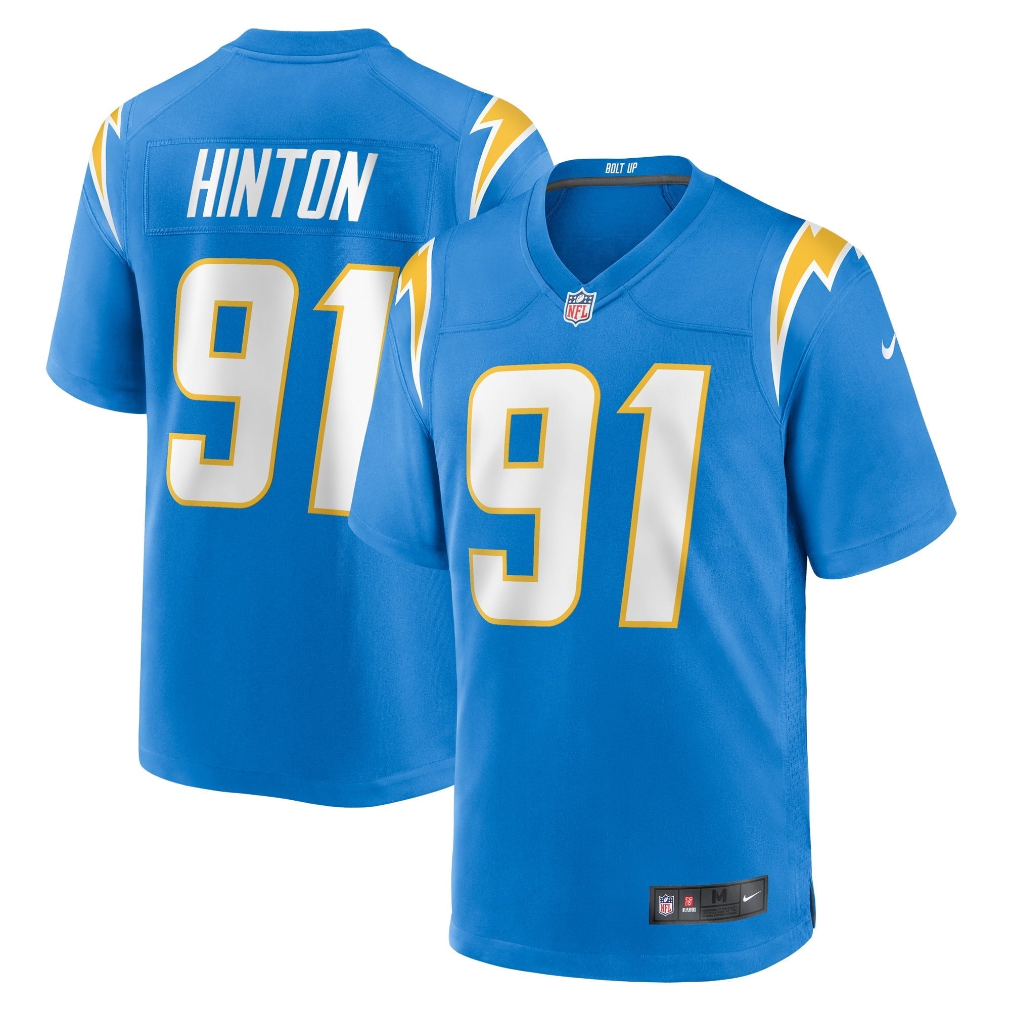 Men s Nike Christopher Hinton Powder Blue Los Angeles Chargers Home Game Player Jersey