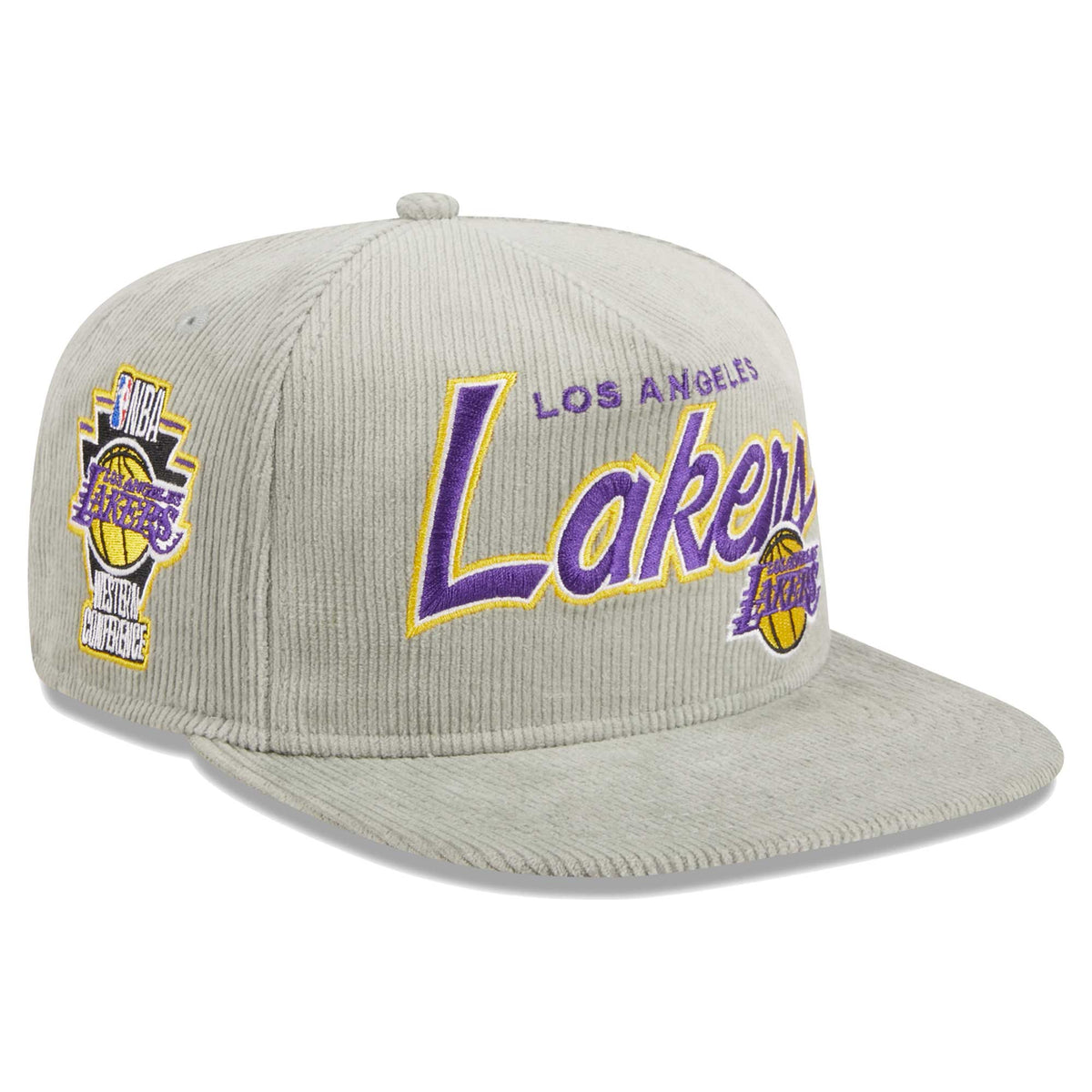 Los Angeles Lakers New Era The Golfer Corduroy 9FIFTY Snapback Hat - Gray