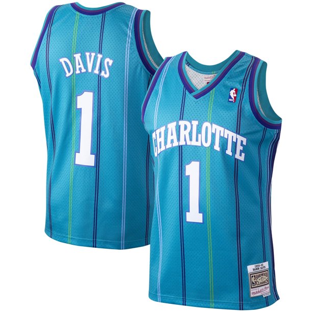 Men's Baron Davis Charlotte Hornets Teal 1999-2000 Swingman Replica Jersey By Mitchell & Ness
