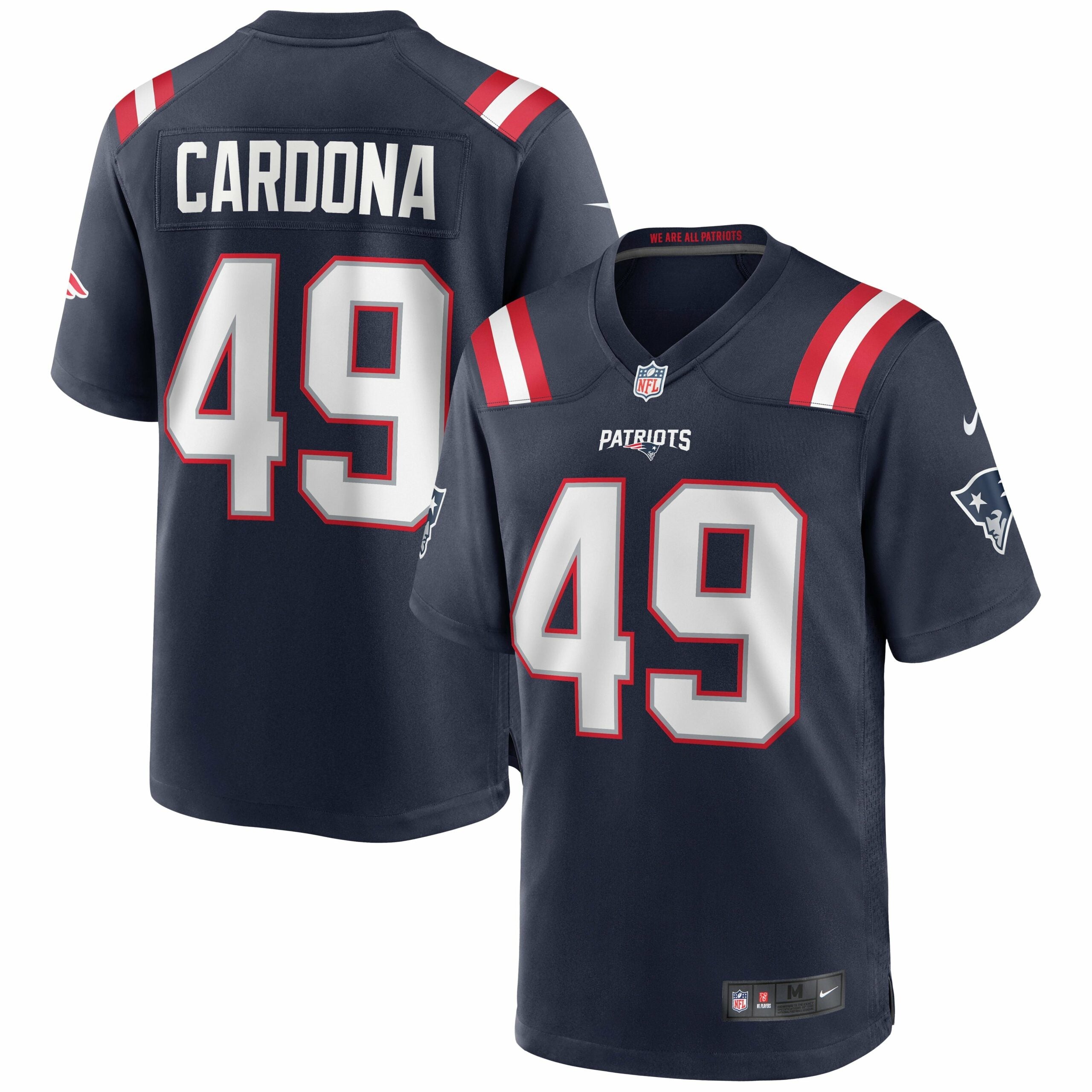 Men s Nike Joe Cardona Navy New England Patriots Game Jersey