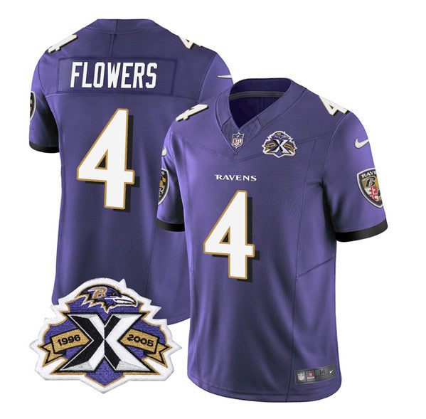 Men s Baltimore Ravens Zay Flowers Purple 2023 F.U.S.E With Patch Throwback Vapor Limited Stitched Jersey