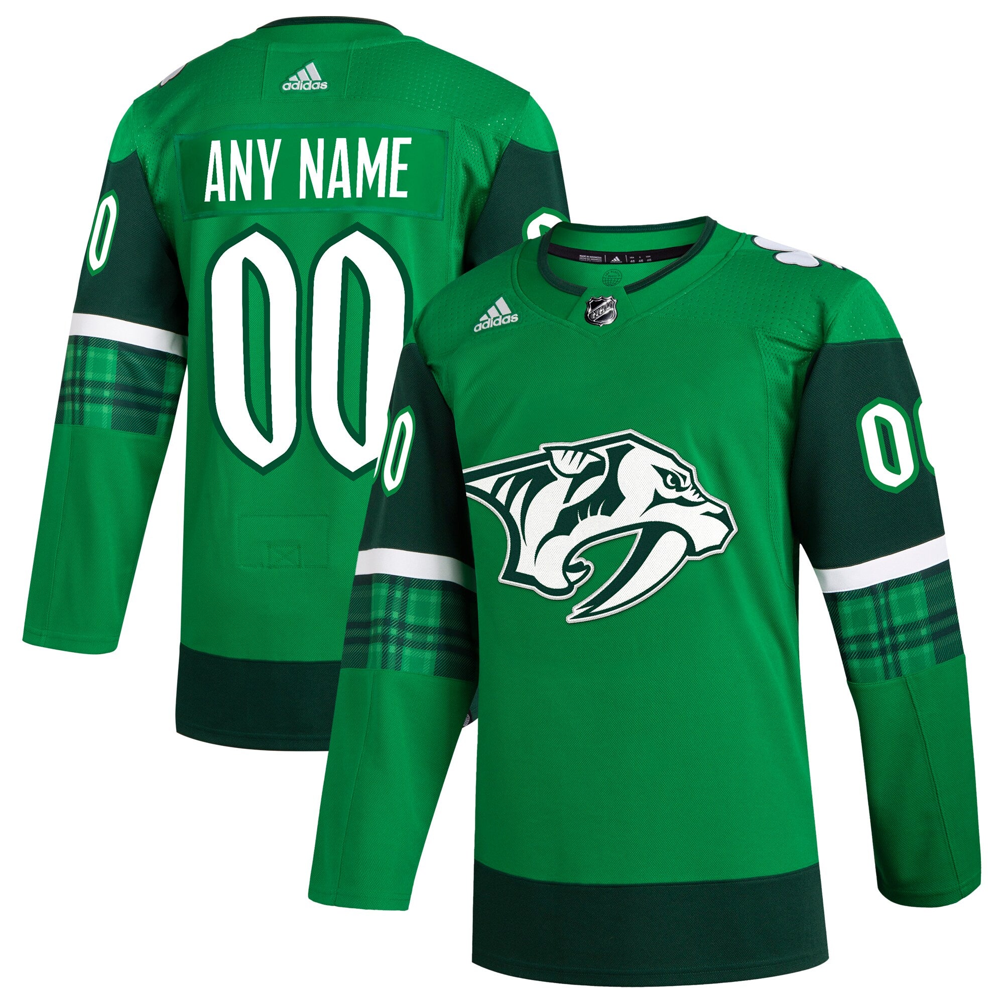 Nashville Predators adidas St. Patrick's Day Authentic Custom Jersey - Kelly Green