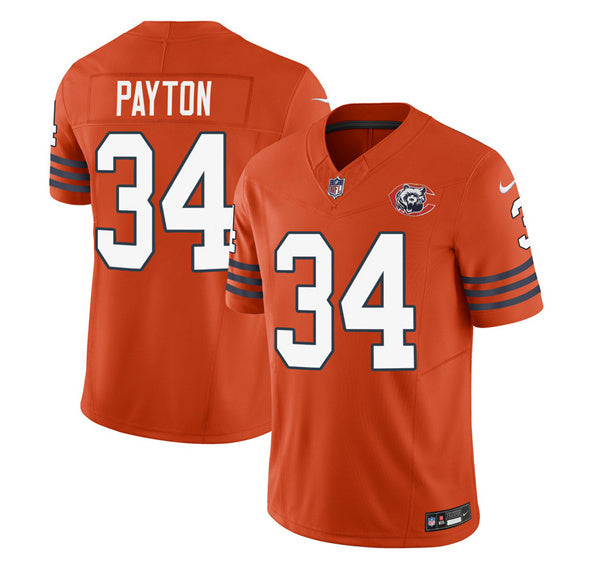 Men s Chicago Bears  Walter Payton Orange 2023 Throwback Limited  Stitched Game Jerseys