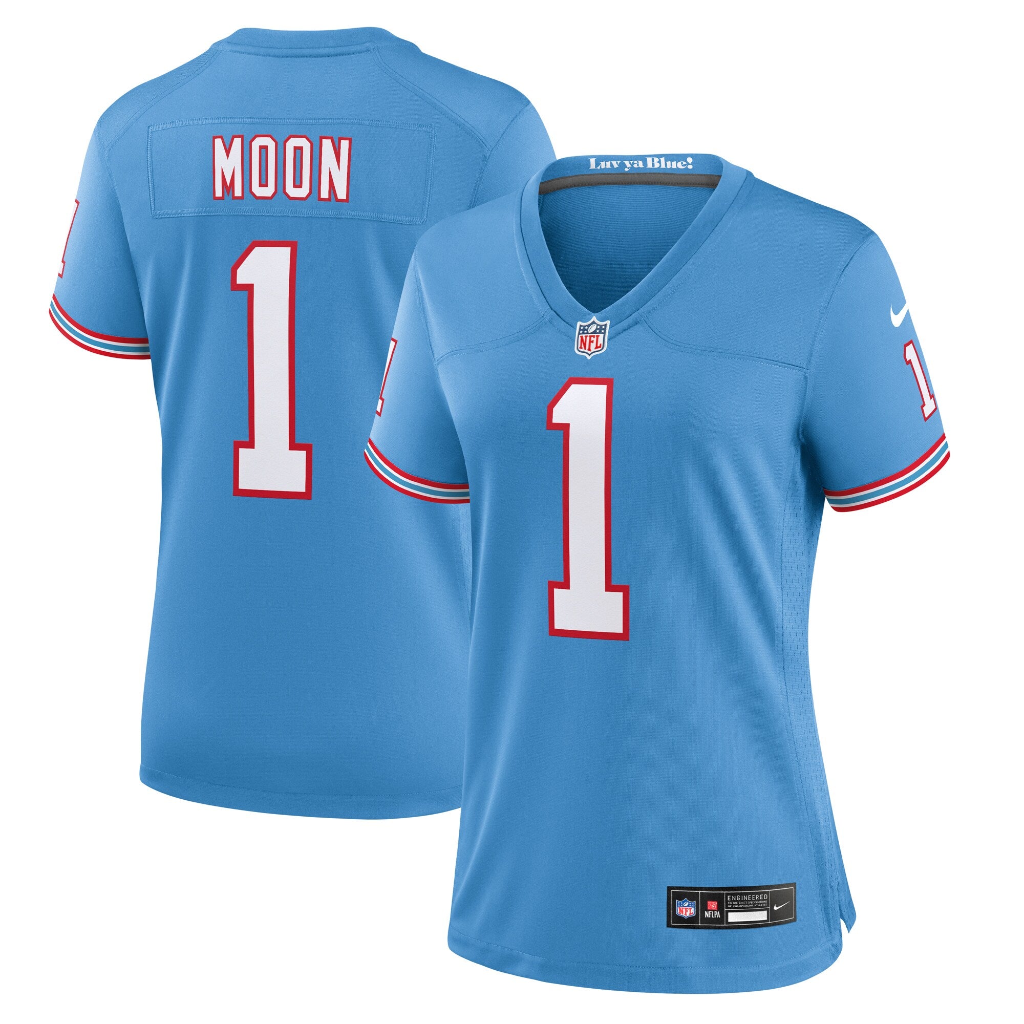 Warren Moon Tennessee Titans Nike Women s Oilers Throwback Retired Player Game Jersey   Light Blue