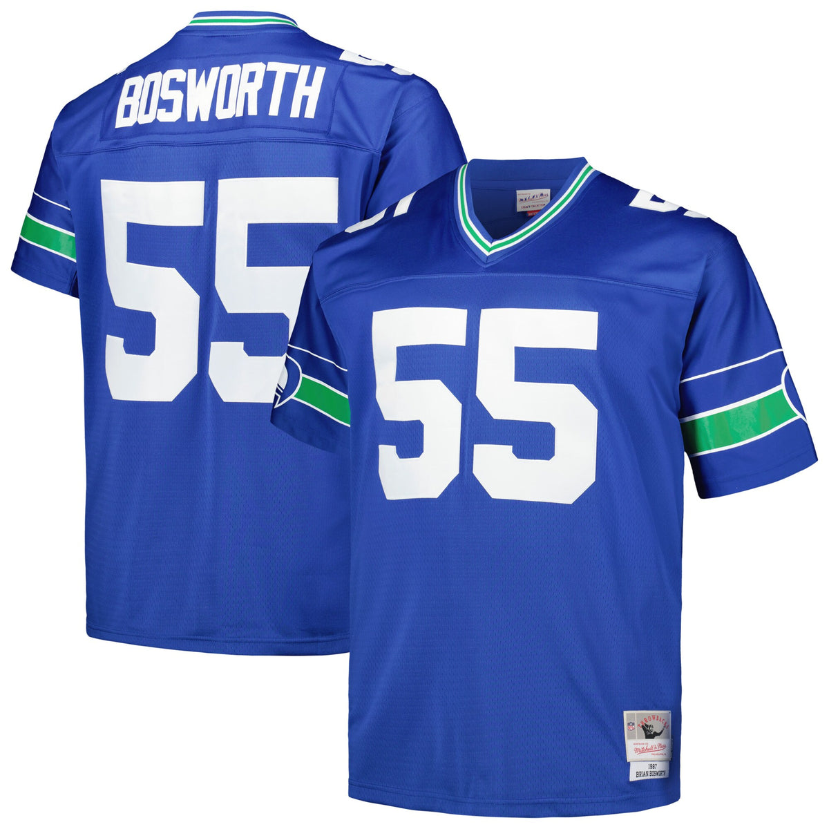 Brian Bosworth Seattle Seahawks Mitchell Ness Big Tall 1987 Legacy Retired Player Jersey Royal