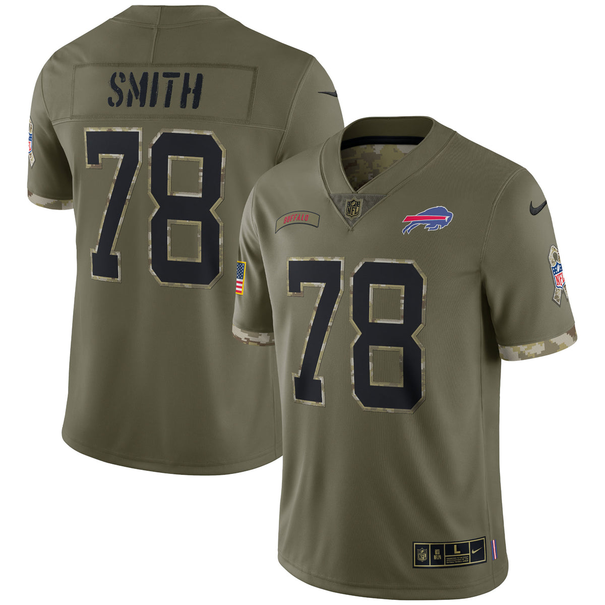 Bruce Smith Buffalo Bills 2022 Salute To Service Retired Player Limited Jersey   Olive